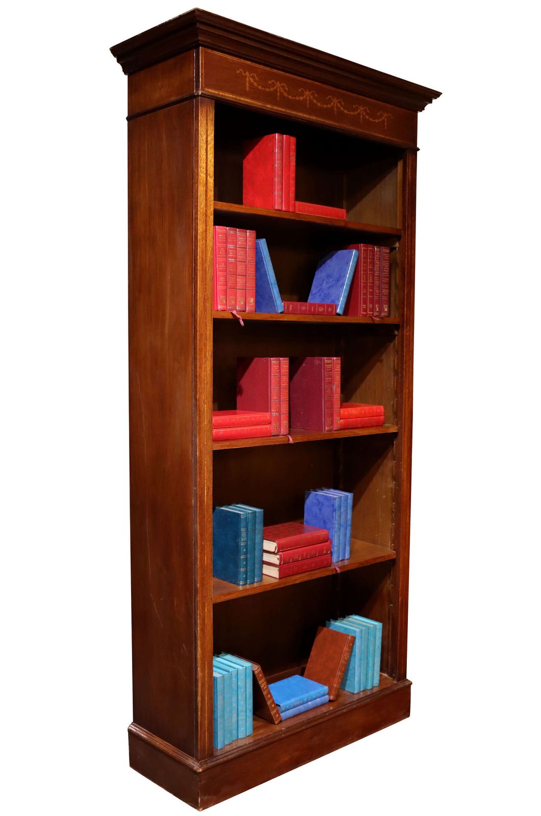 Mahogany Inlaid Edwardian Style Open Bookcase, Circa 1950 photo furniture