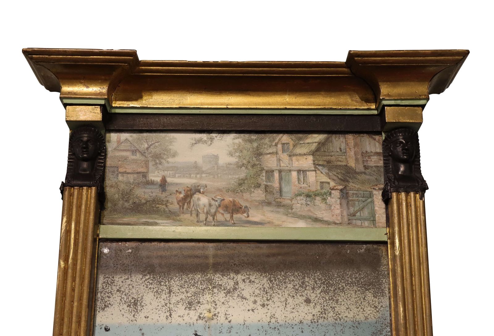 Early 19th Century French Empire / Trumeau Wall Mirror With Painted Panel, Circa 1825 photo for sale
