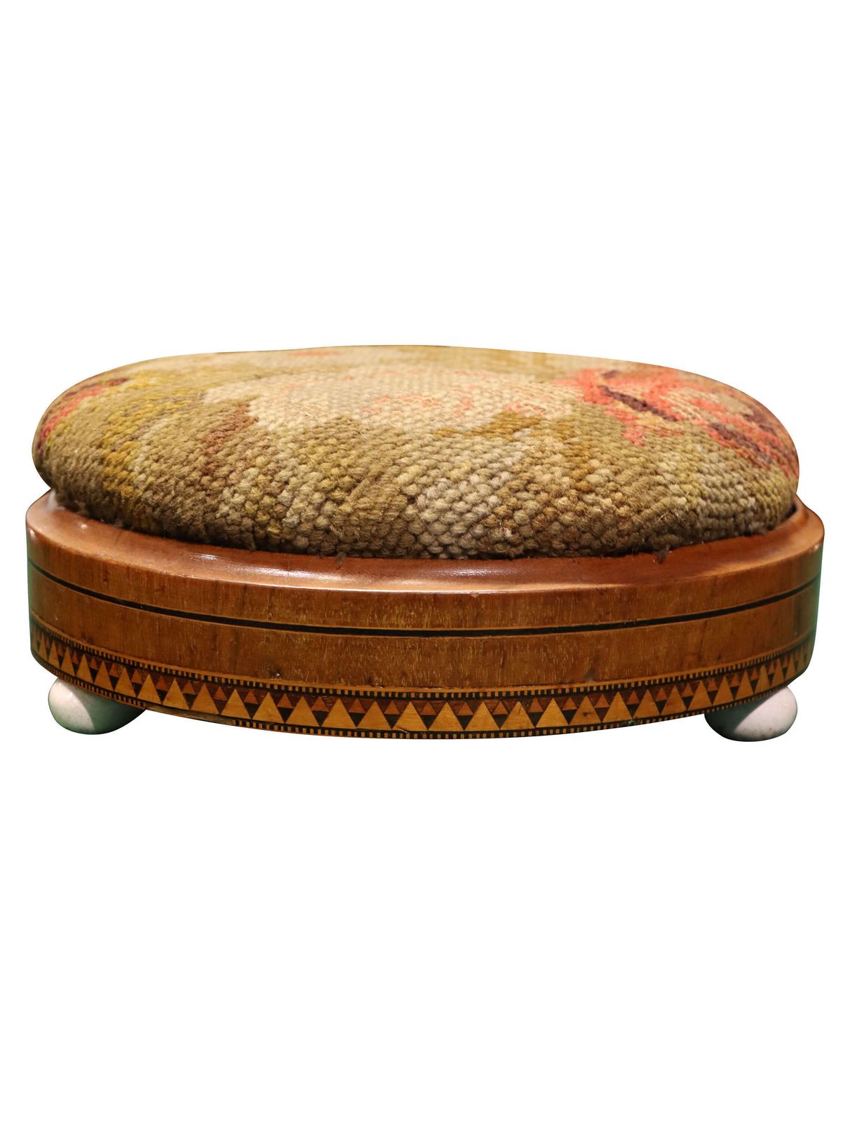 Pair Of Fine Victorian Inlaid Walnut Circular Footstools, Circa 1860 photo for sale