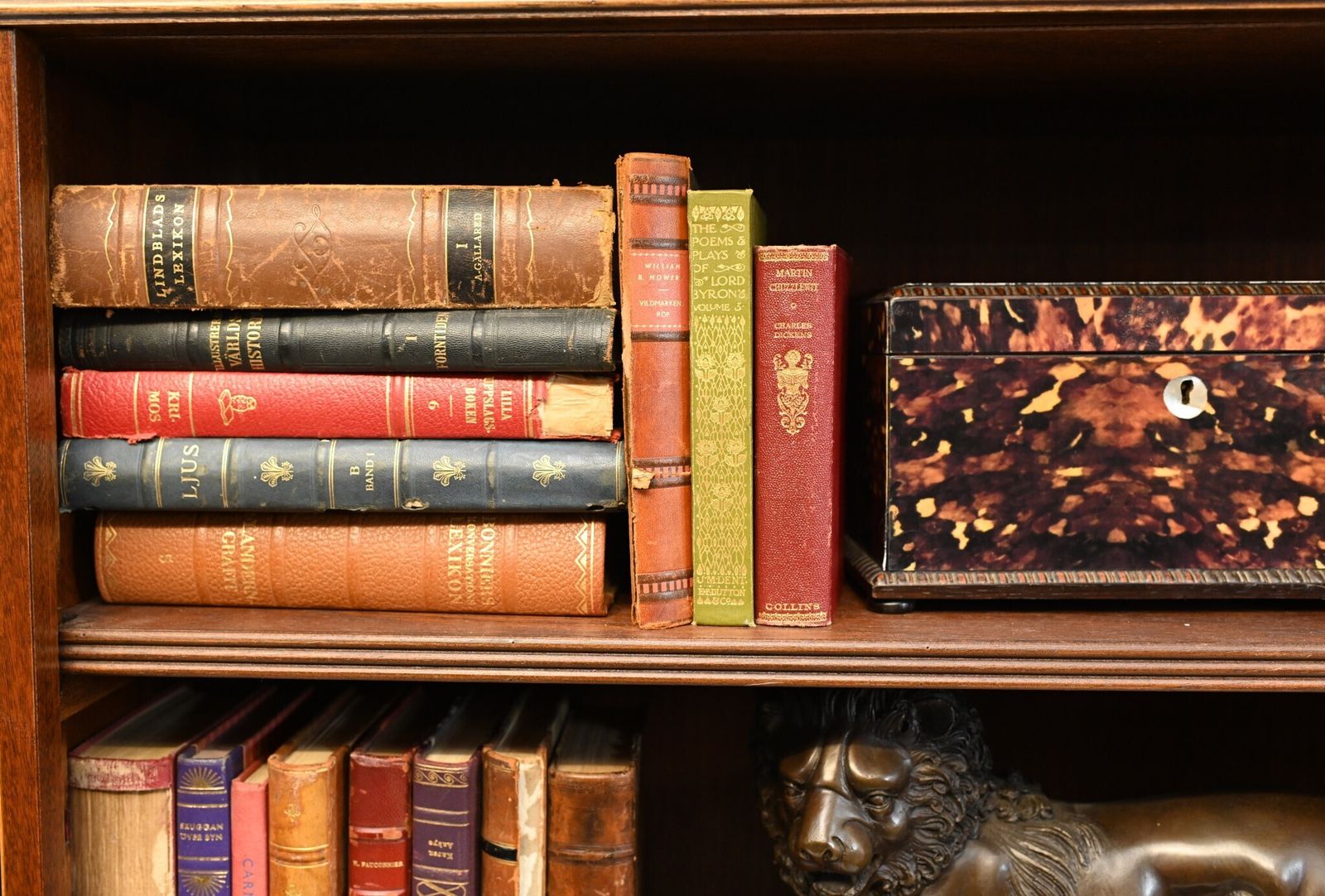 Mahogany Bookcase   Double English Sheraton Inlay Open Front Bespoke photo vintage