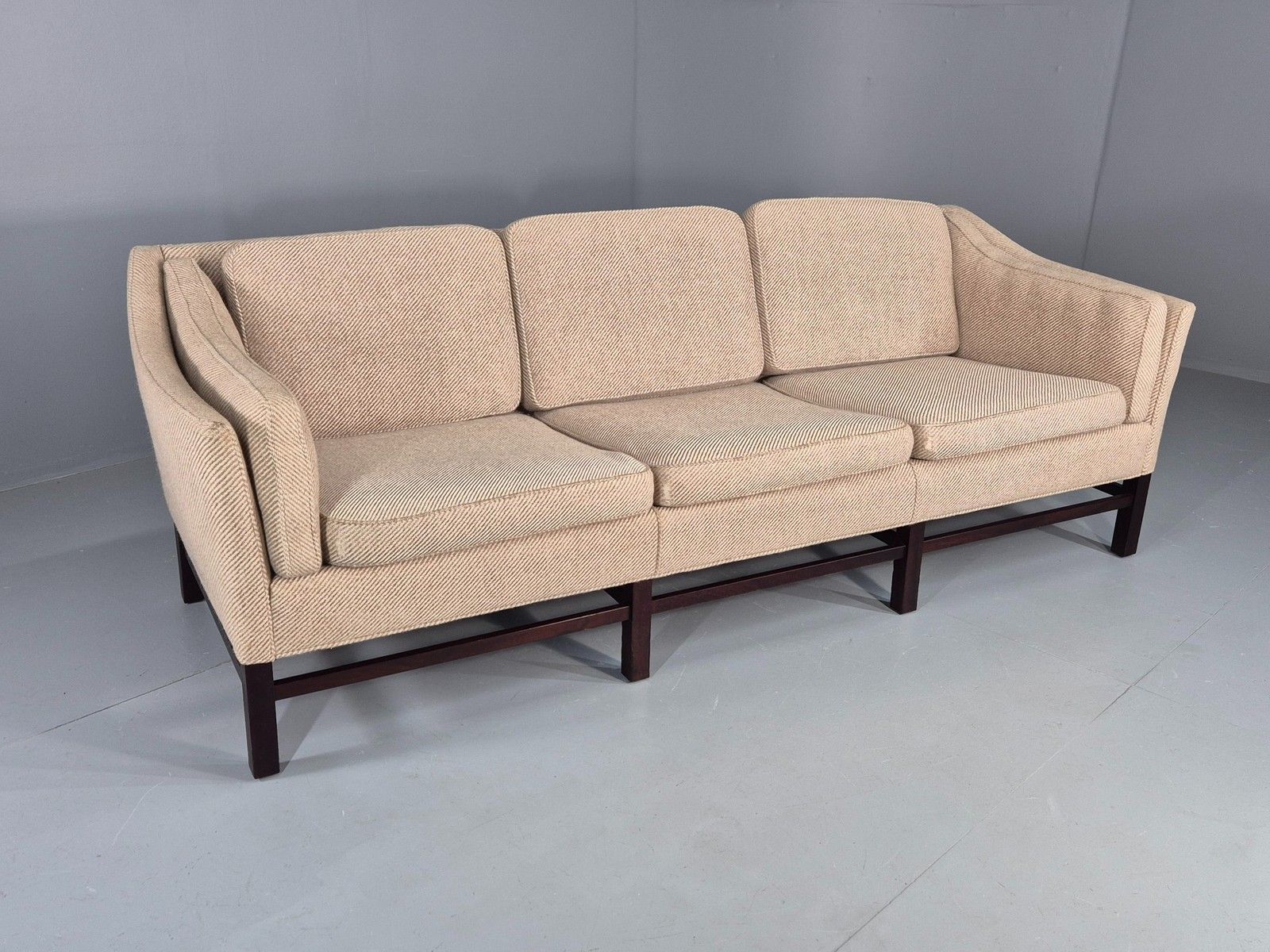 Vintage 3 Seater Sofa Danish Cream Wool Gunnar Grandt Retro Mcm Eb07792