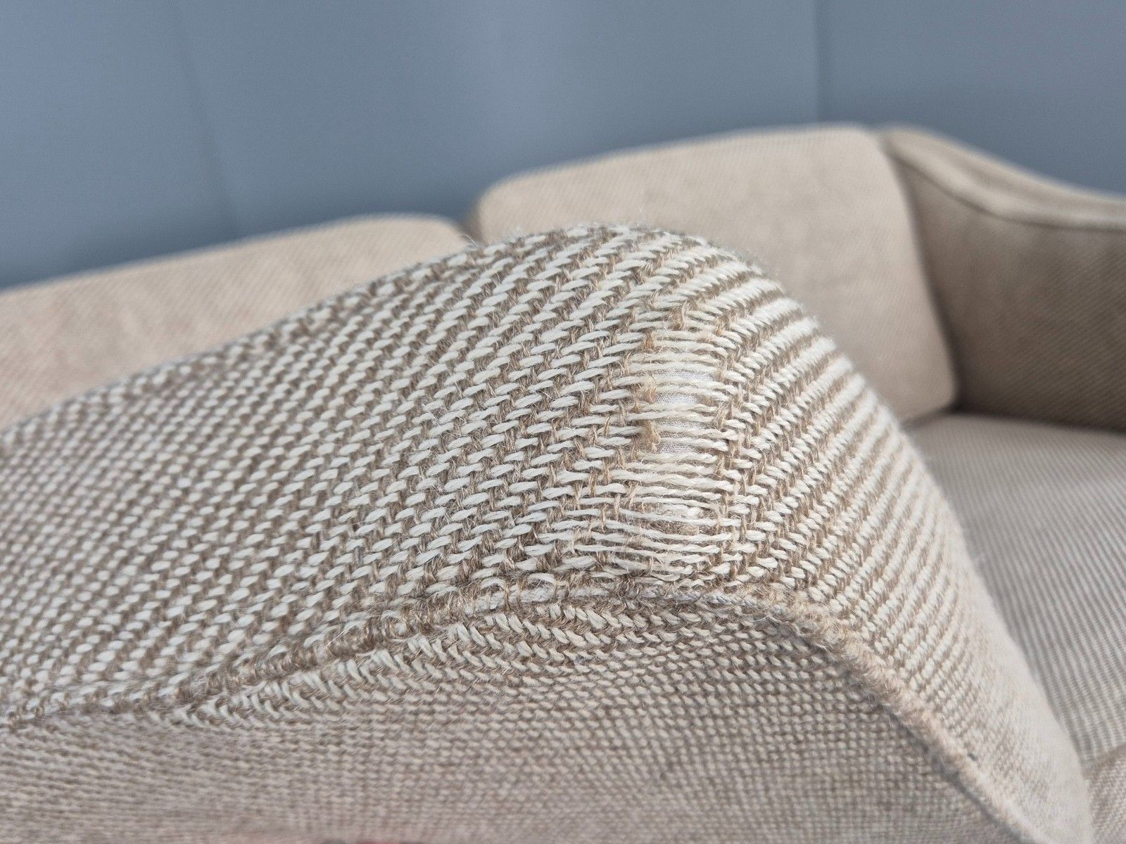 Vintage 3 Seater Sofa Danish Cream Wool Gunnar Grandt Retro Mcm Eb07792 photo vinterior