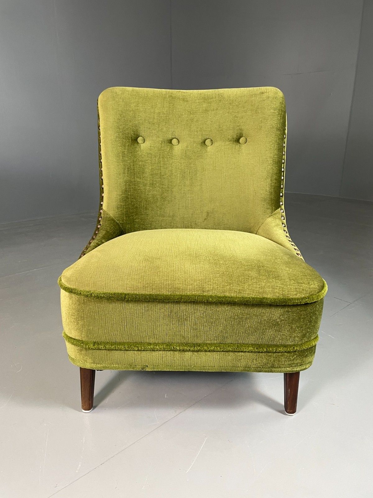Vintage Cocktail Chair 1950s Danish Green Velvet Velour Retro Eb06603 photo buy