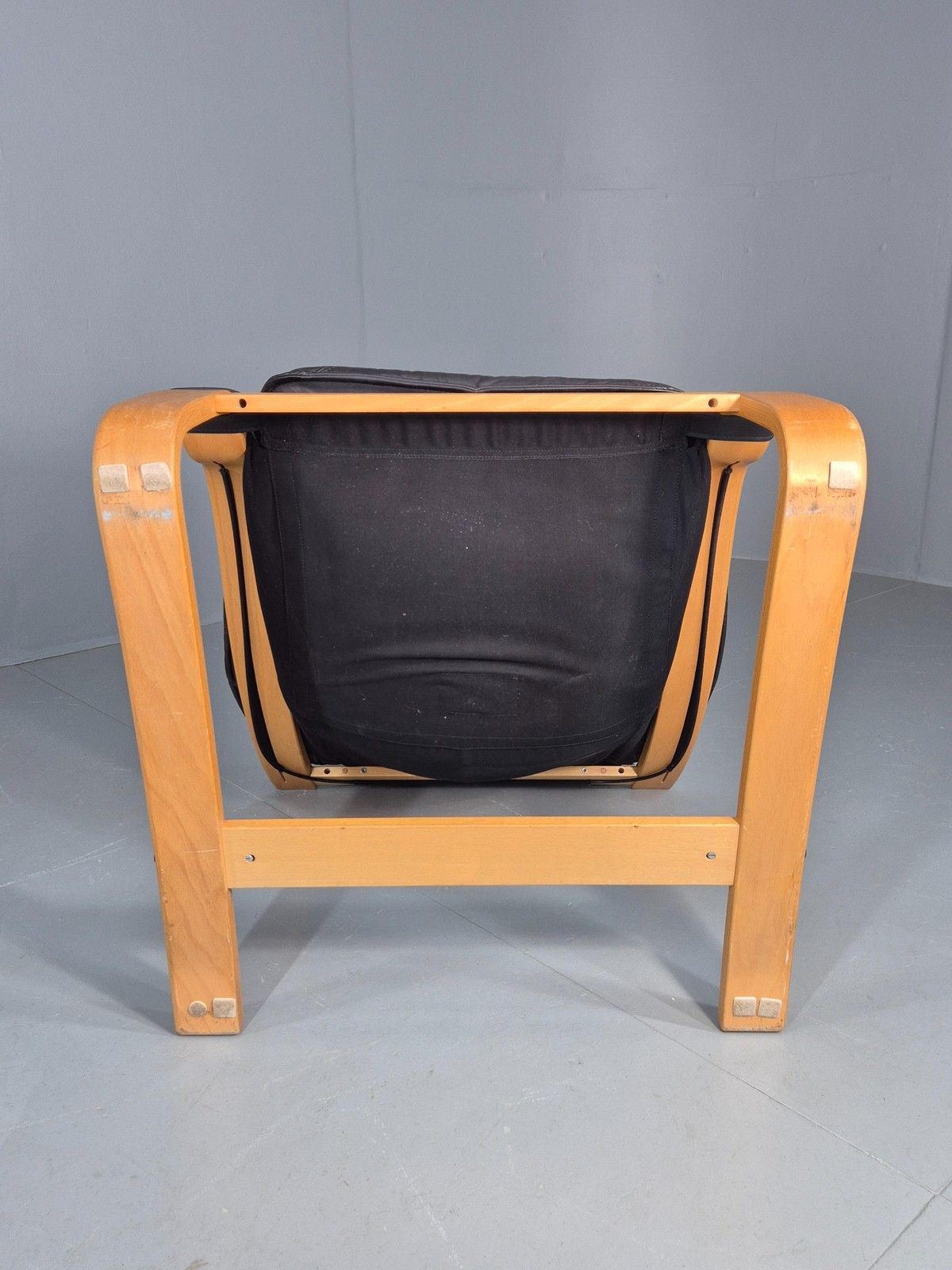 photo vintage Vintage 1970s Leather Lounge Chair Bentwood Frame Danish Retro Mcm Eb08277