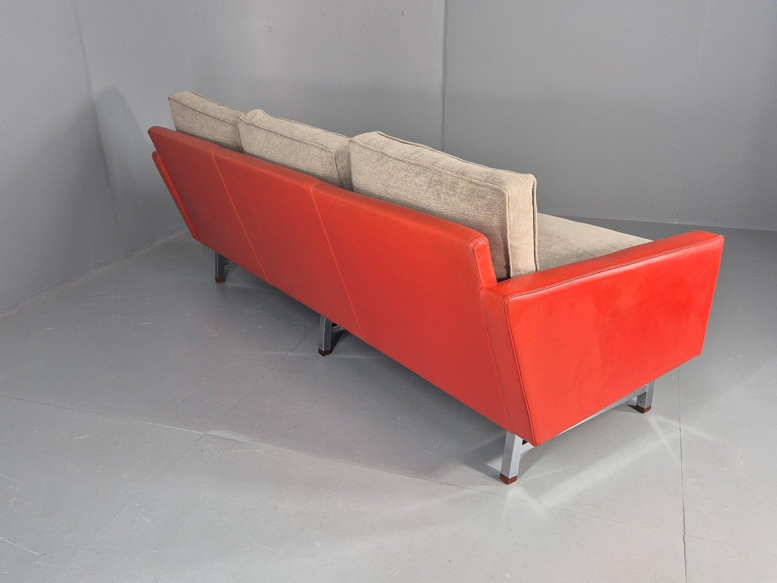 photo buy Vintage 3 Seat Sofa 1960s Swedish Red Leather New Cushions Mcm Retro  Eb11121