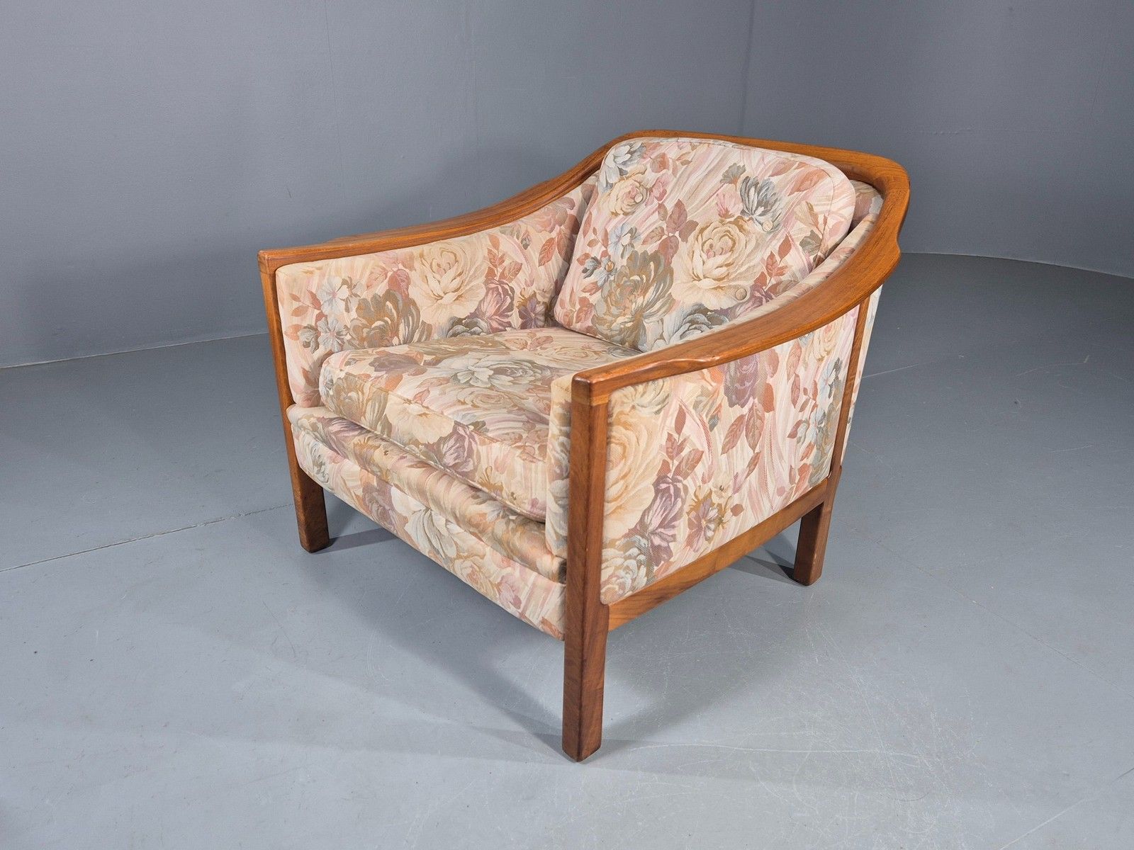 Vintage Mid Century Lounge Chair 1960 Swedish Brdr Andersen Retro Floral Eb11131