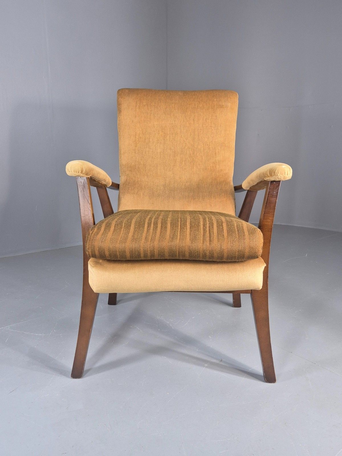 Vintage 1960s Lounge Chair Hardwood Frame With High Back Retro Mcm Eb11827 photo Furniture
