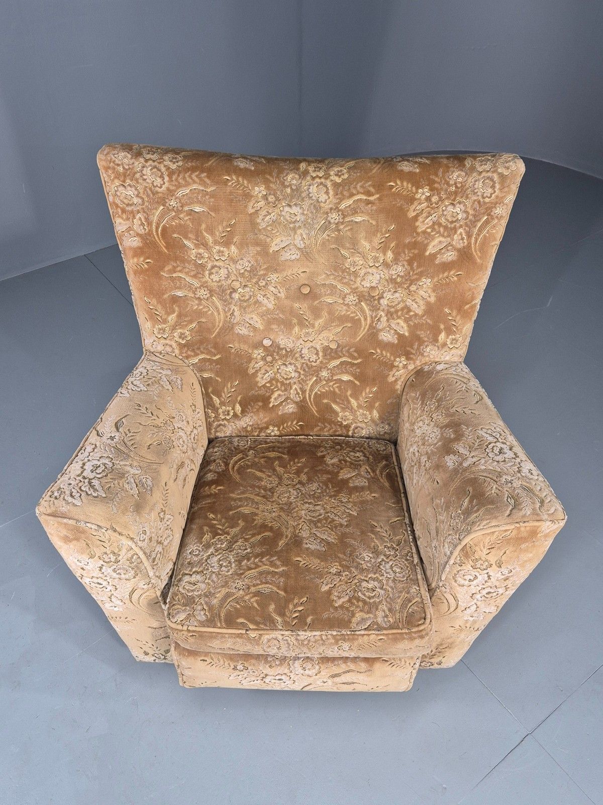 Vintage Lounge Chair 1960s Retro Minty Floral Wingback Eb11846 photo furniture