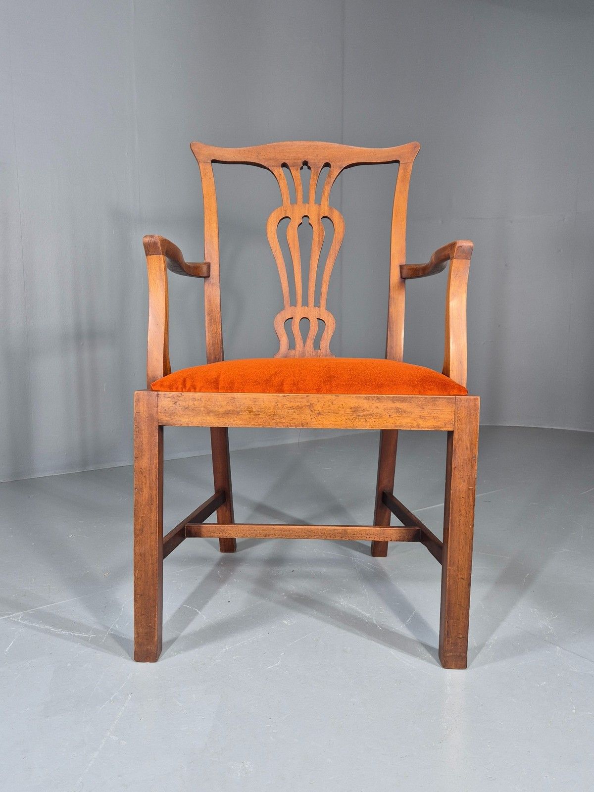 Hepplewhite Revival Oak Elbow Chair Antique New Seat Pad Eb11931 photo vintage
