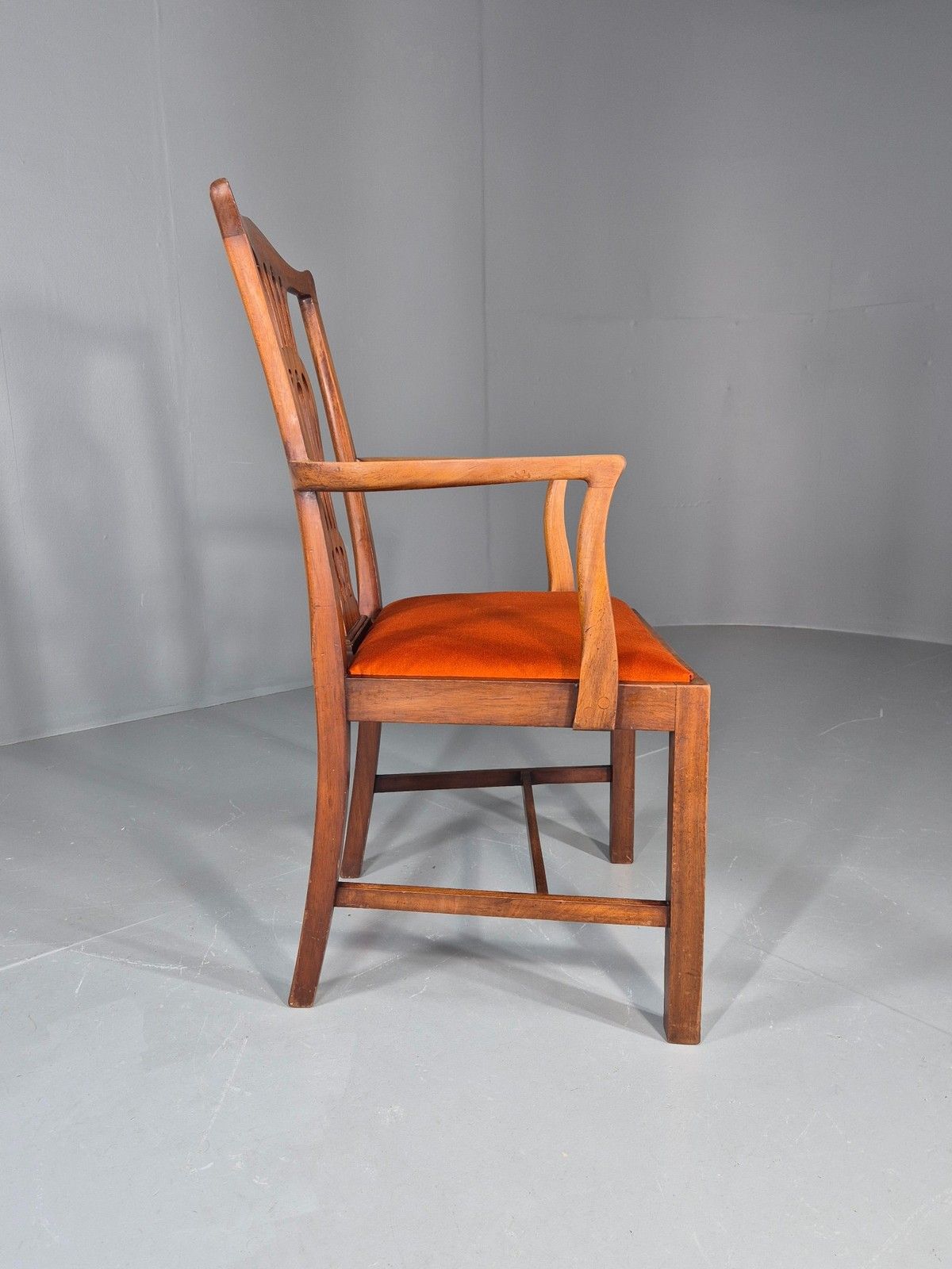 Furniture Hepplewhite Revival Oak Elbow Chair Antique New Seat Pad Eb11931 photo
