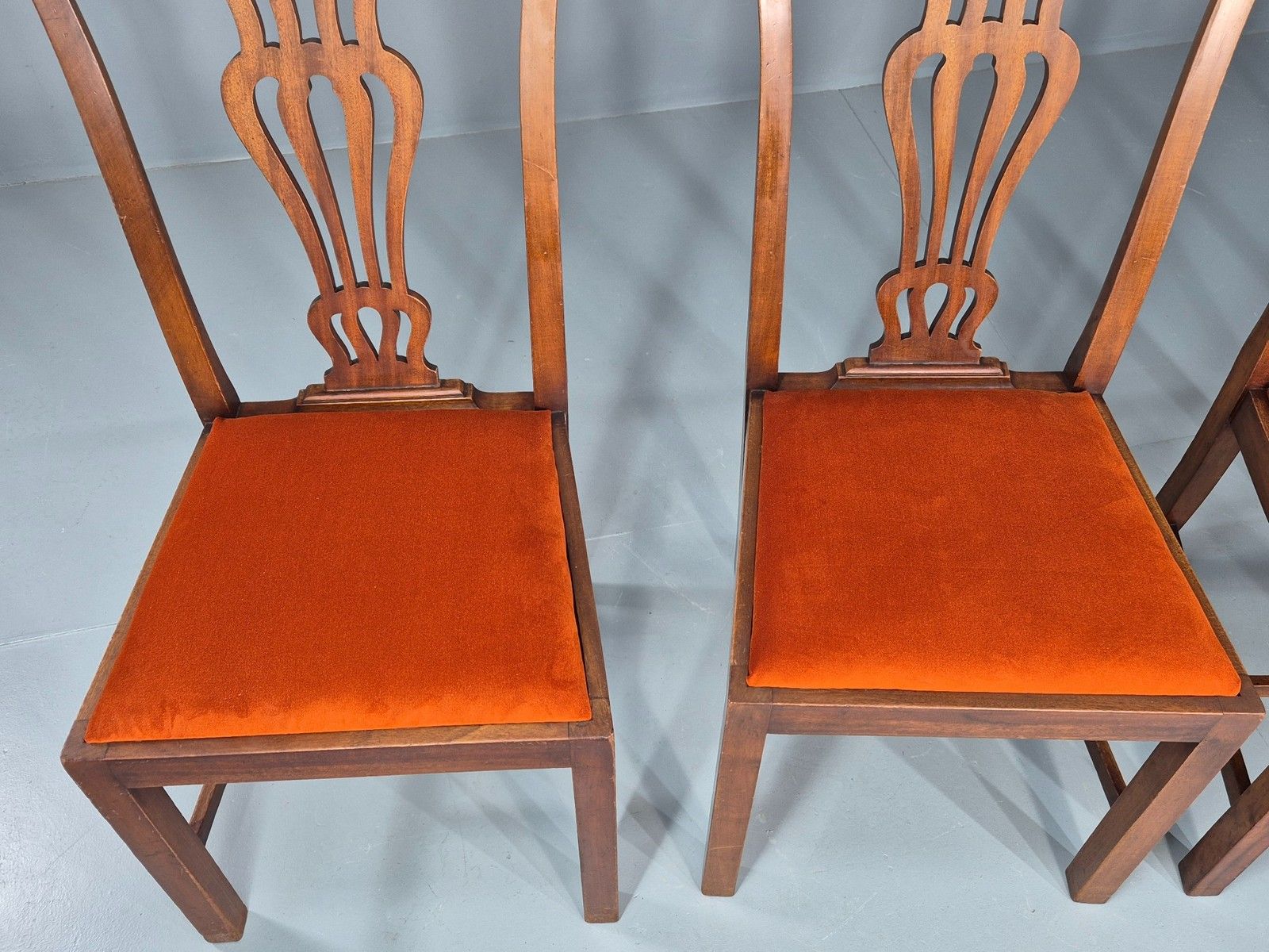 4 Hepplewhite Revival Dining Chairs 1900s Oak New Seat Pads Antique Eb11932 photo Furniture