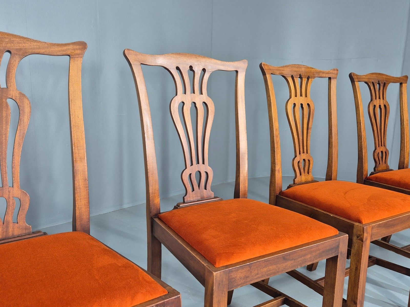 4 Hepplewhite Revival Dining Chairs 1900s Oak New Seat Pads Antique Eb11932 photo vinterior