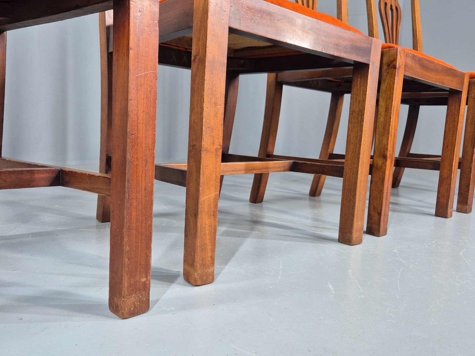 4 Hepplewhite Revival Dining Chairs 1900s Oak New Seat Pads Antique Eb11932 photo buy