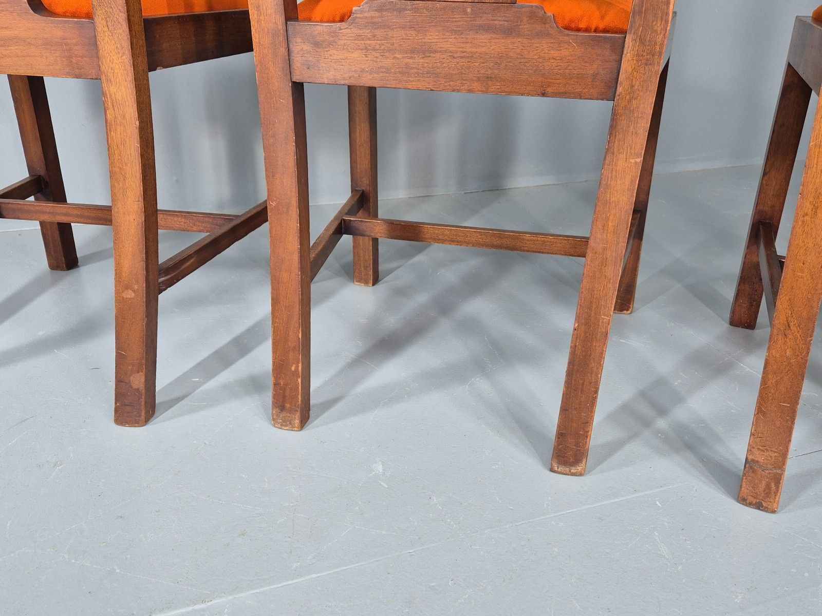 photo vinterior 4 Hepplewhite Revival Dining Chairs 1900s Oak New Seat Pads Antique Eb11932