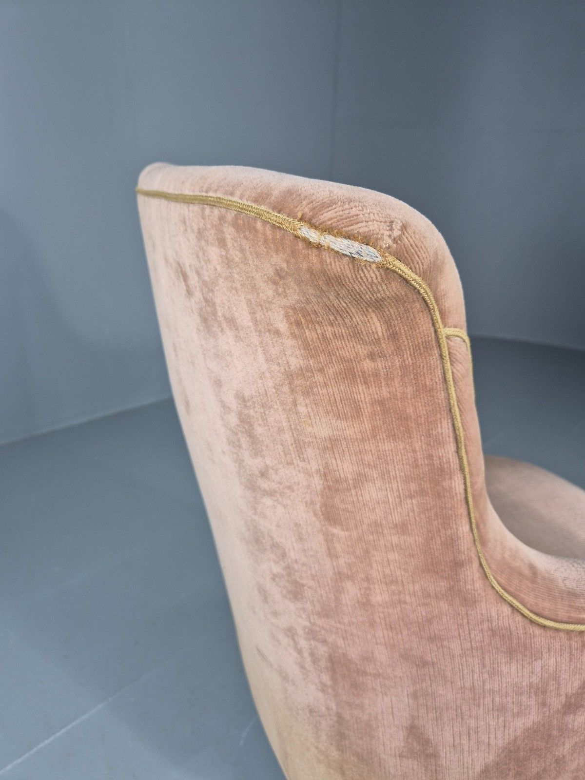 Furniture Antique Tub Chair Danish Peach Velour Upholstery 1900s  Eb11934 photo
