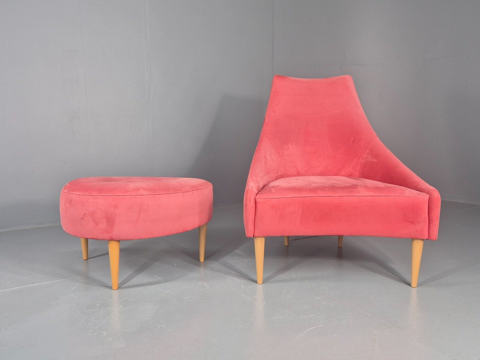 Vintage Silencio Chair And Footstool Pink Velvet Design Richard Ferrer  Eb11943 photo Furniture