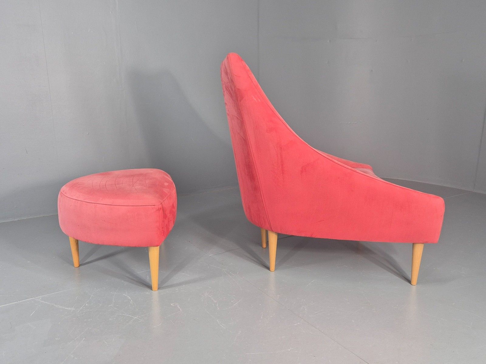 Vintage Silencio Chair And Footstool Pink Velvet Design Richard Ferrer  Eb11943 photo vinterior