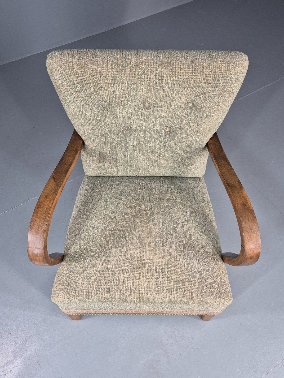 Vintage Art Deco Danish Armchair Beech Frames Original Upholstery Eb11956 photo Furniture