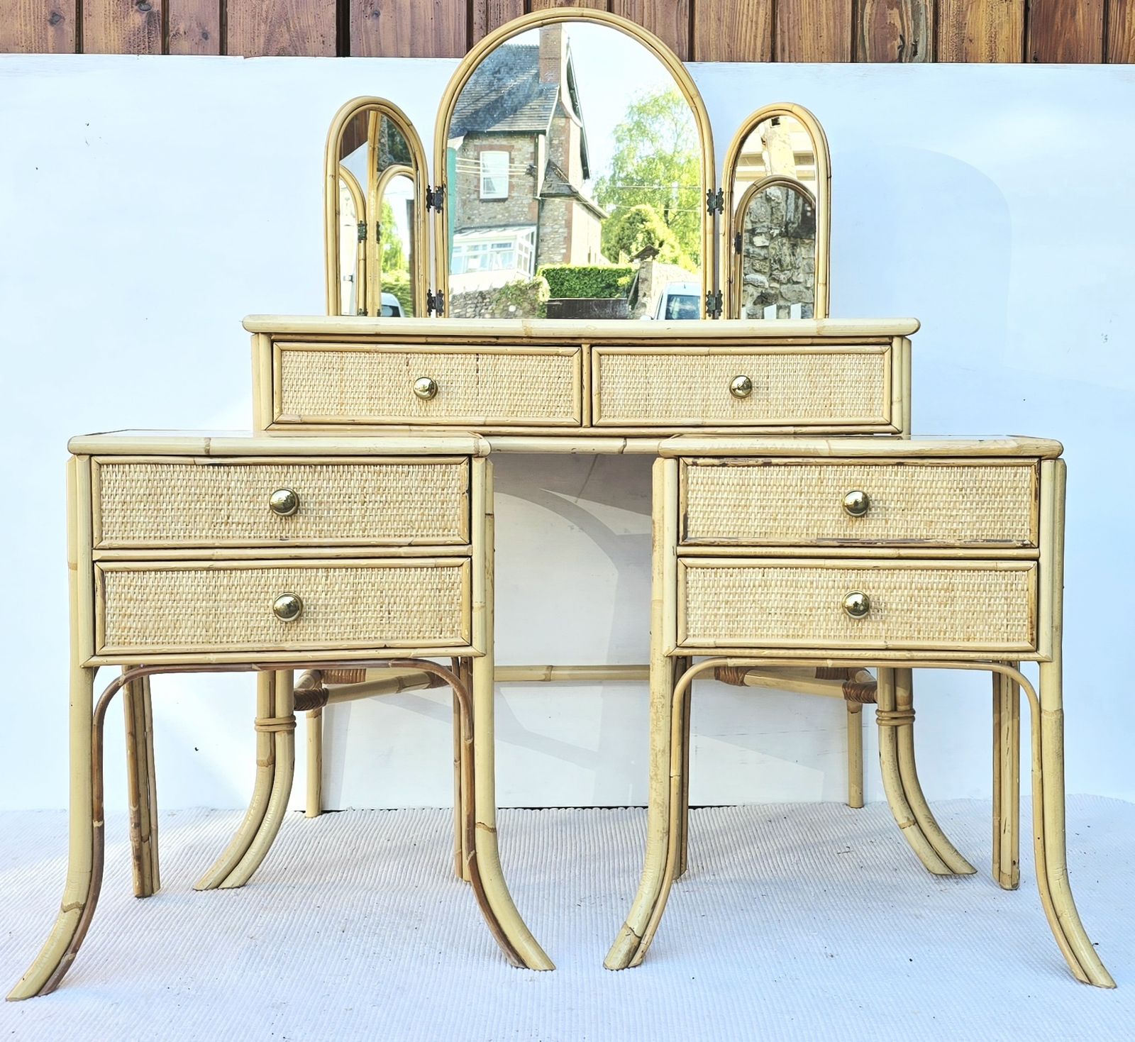A Mid Century Angraves Bamboo Bedroom Set Including Dressing Table photo furniture