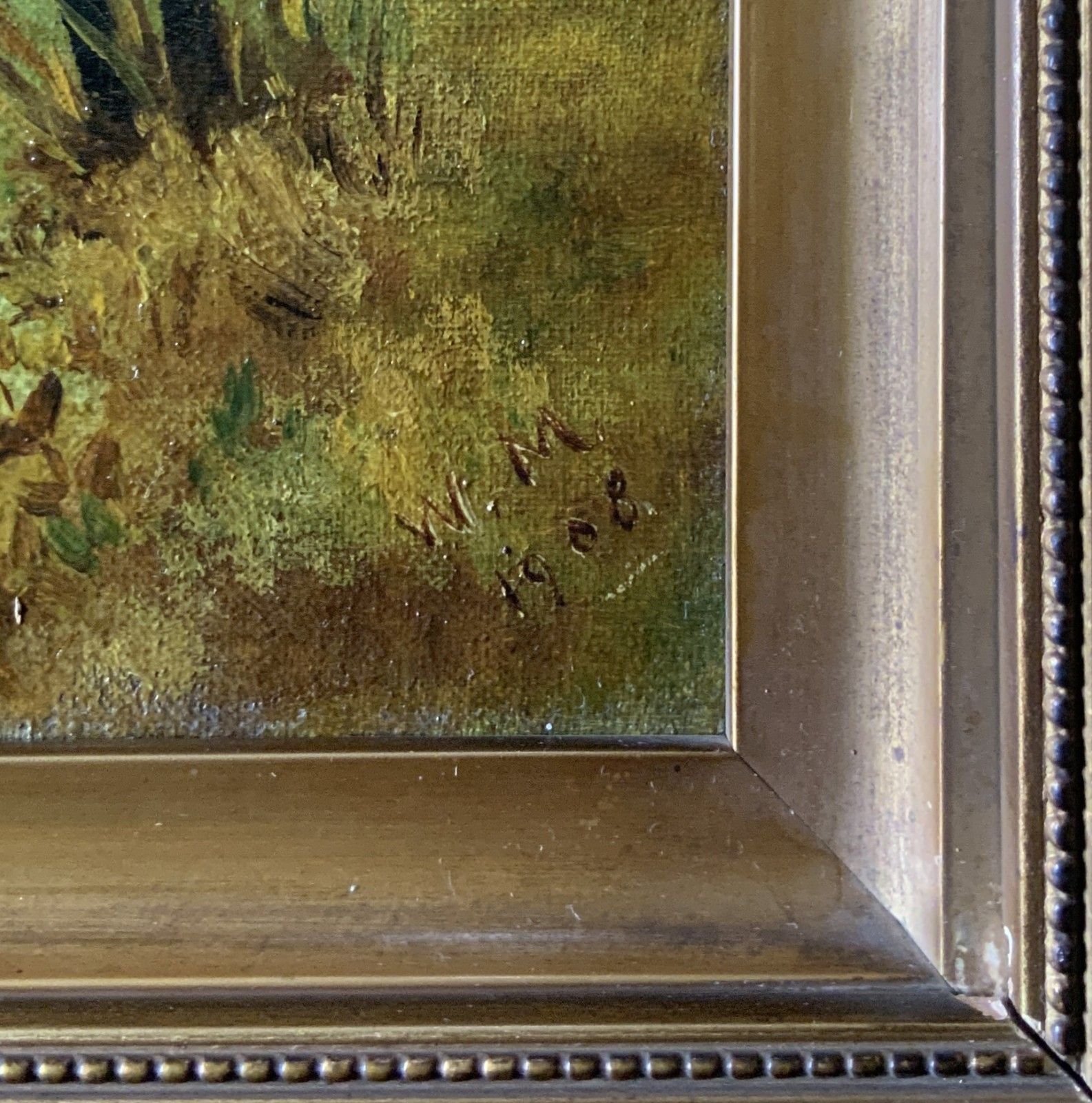 photo for sale Edwardian Antique Trout Fishing Landscape Oil Painting Signed Original C.1908