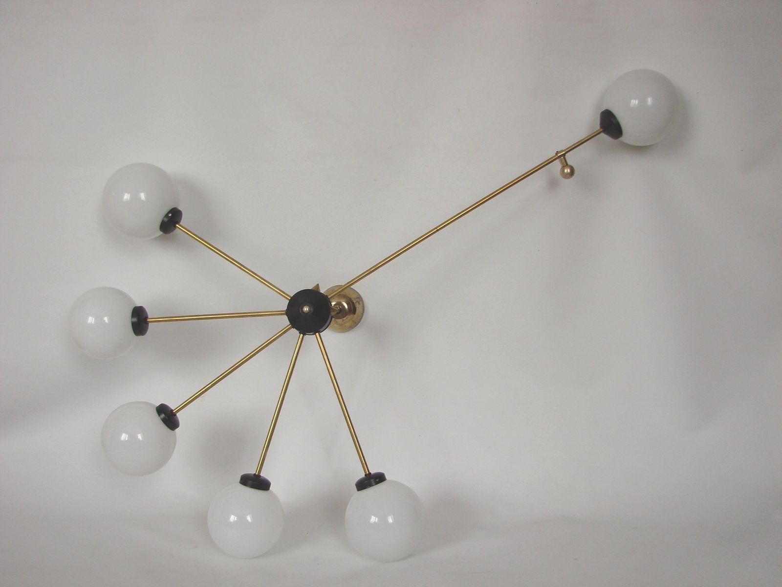Stilnovo 60s Brass And Glass Chandelier, 6xe14, Vintage photo vintage