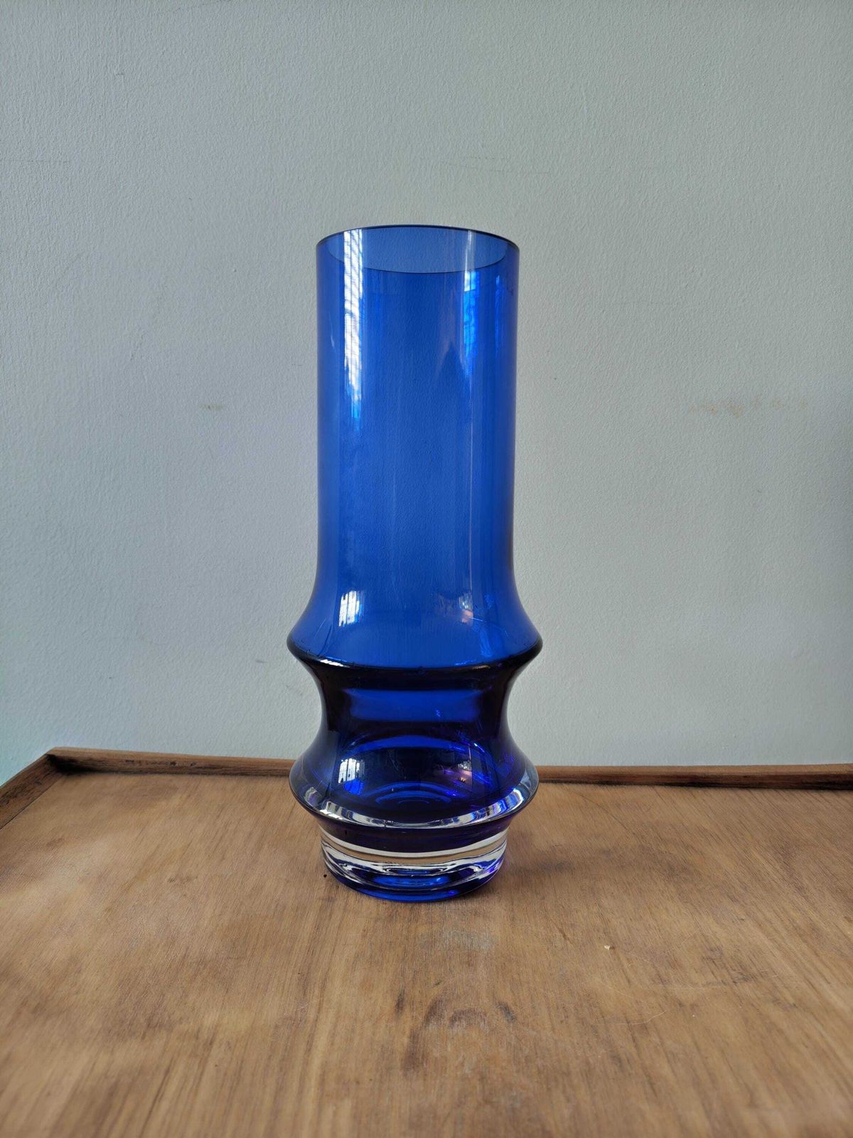 Riihimaen Lasi Oy Riihimaki Tamara Aladin Reimari Blue Glass Vase Riihimäen 10inch 25cm Cobalt Blue Mid Century Modern