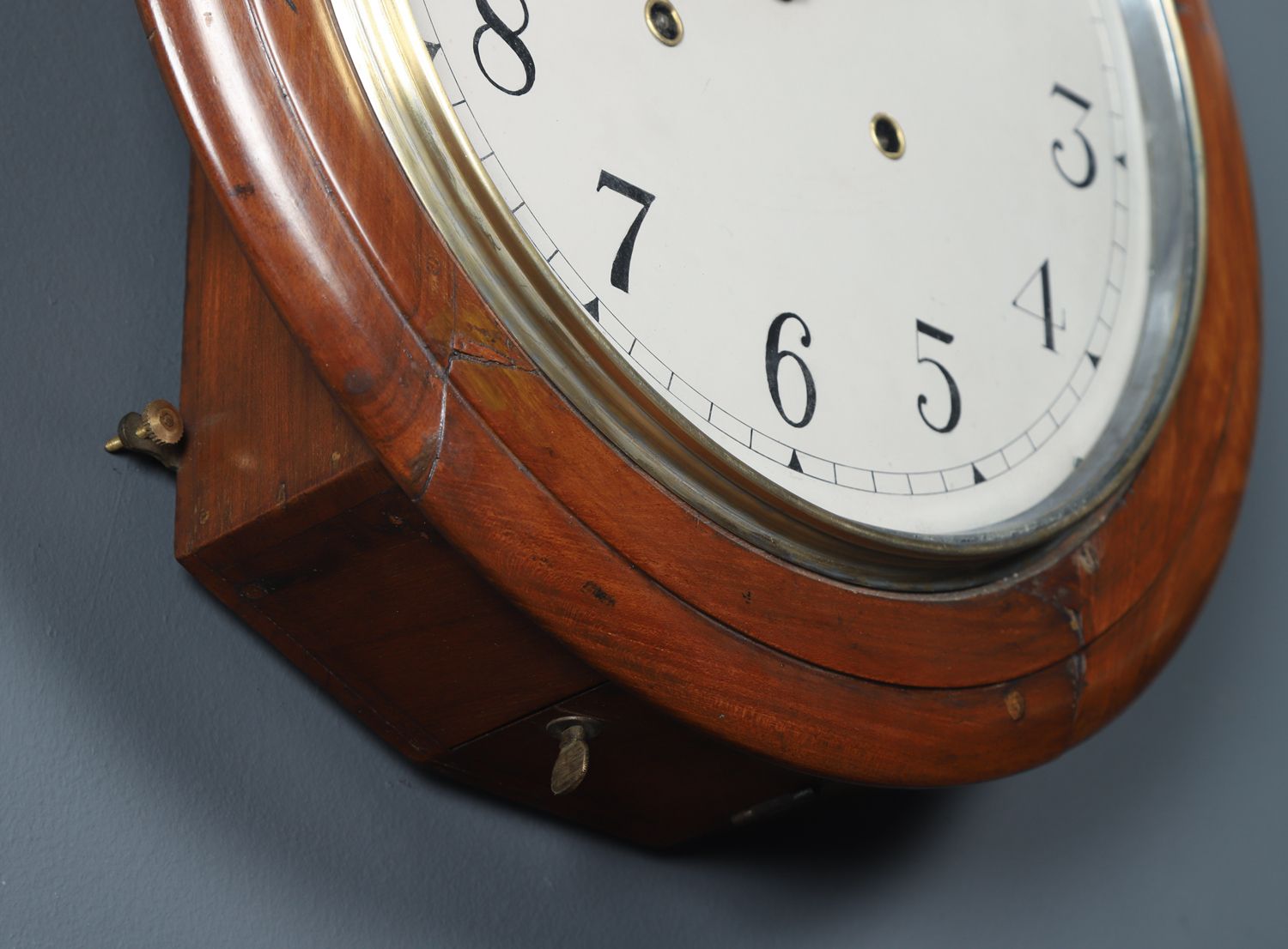 Antique 16" Anglo Swiss Mahogany Railway Station / School Wall Clock (Chiming / Striking) photo buy