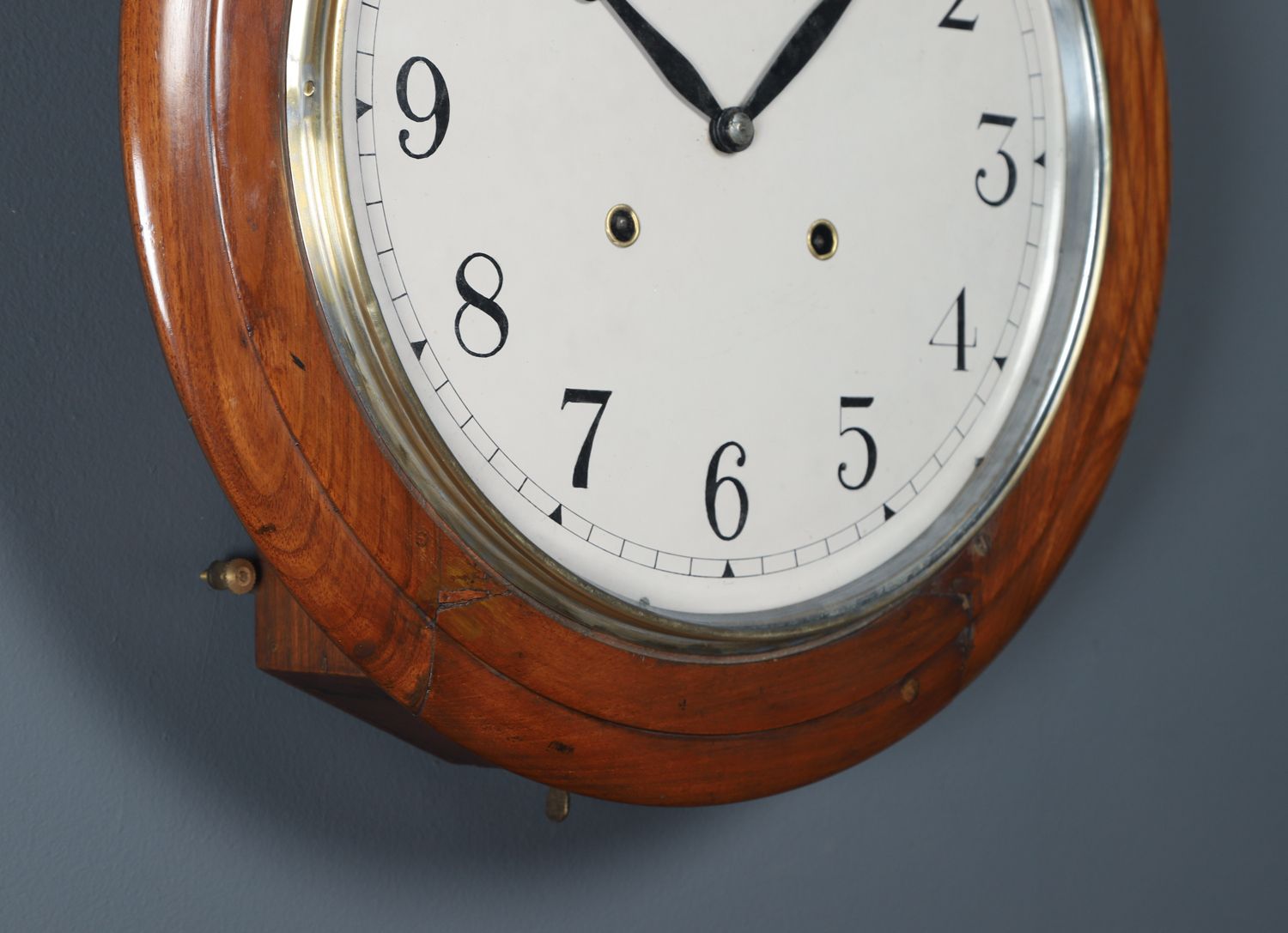 photo furniture Antique 16" Anglo Swiss Mahogany Railway Station / School Wall Clock (Chiming / Striking)