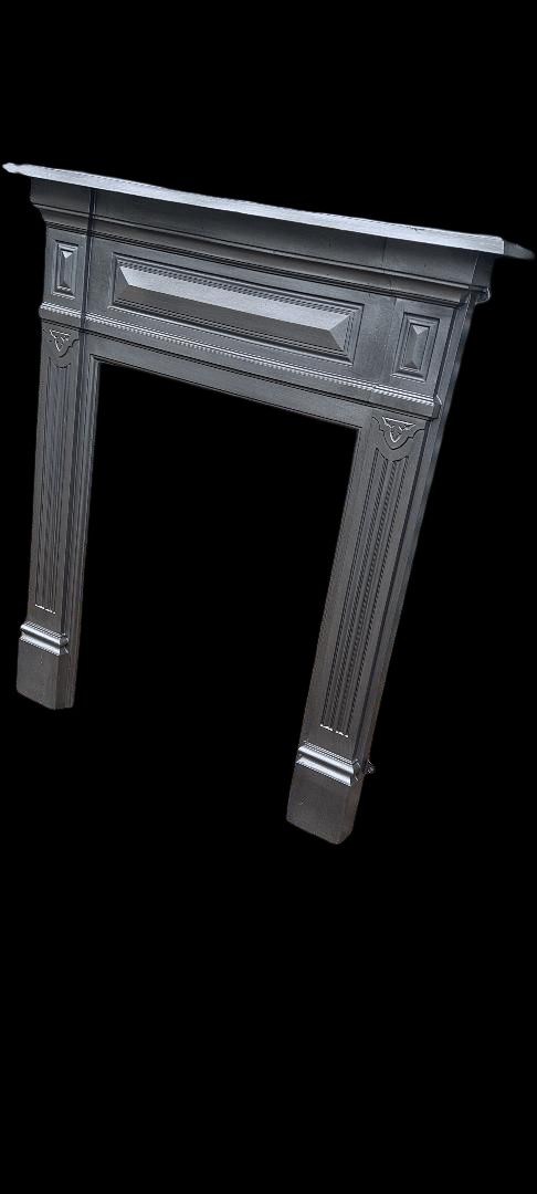 Original Antique Victorian Edwardian Cast Iron Fireplace Cast Iron Fire Surround photo for sale