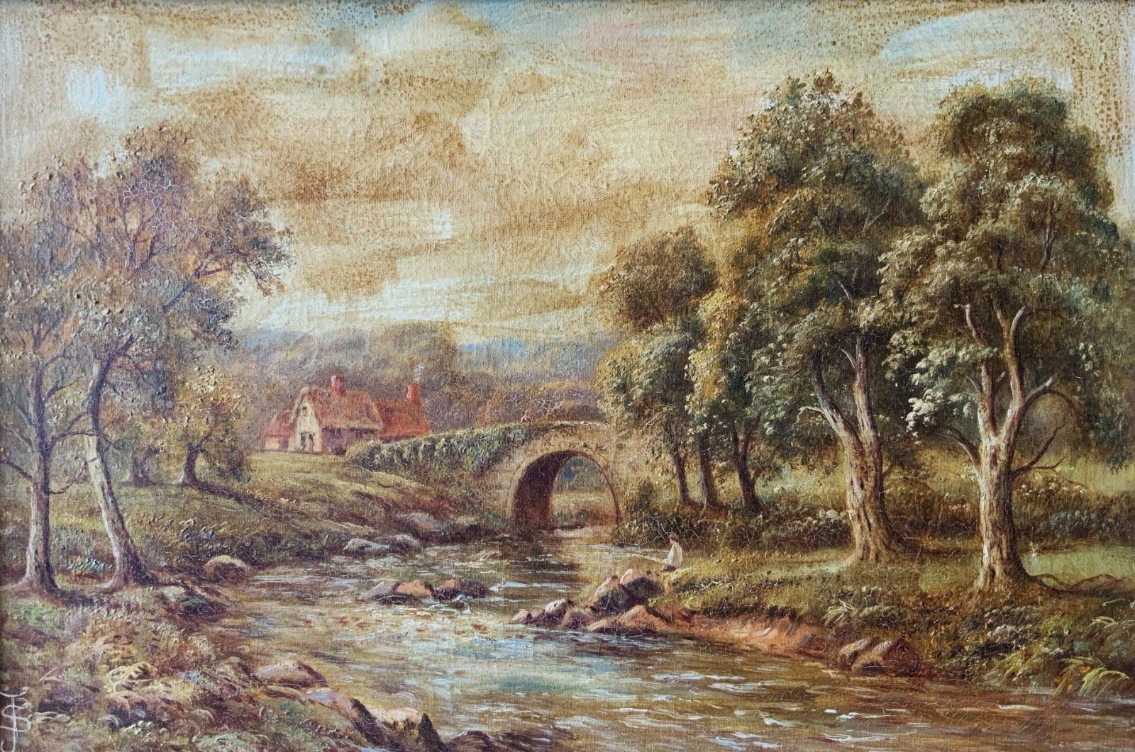 Devonshire Stream Landscape Oil Painting By Sydney Yates Johnson (Fl. 1890 1926) photo for sale