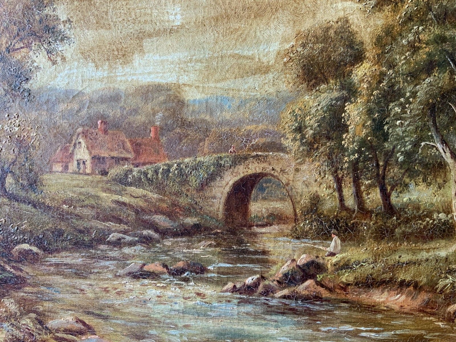 Devonshire Stream Landscape Oil Painting By Sydney Yates Johnson (Fl. 1890 1926) photo vintage