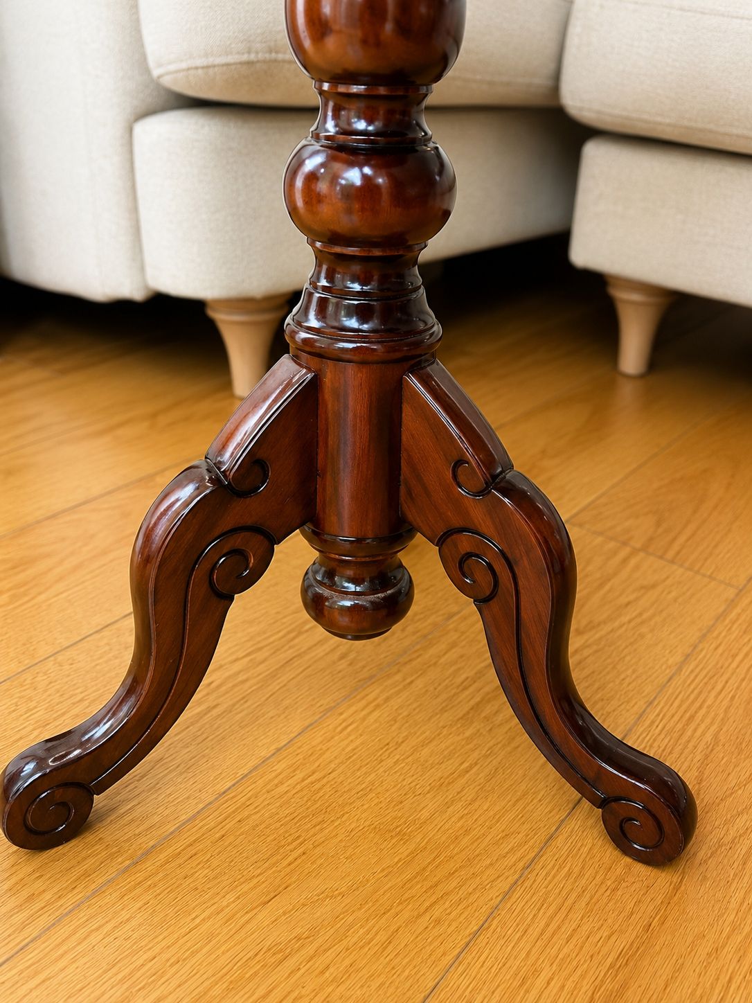 Vintage Wooden Side Table With Floral Inlay photo Furniture