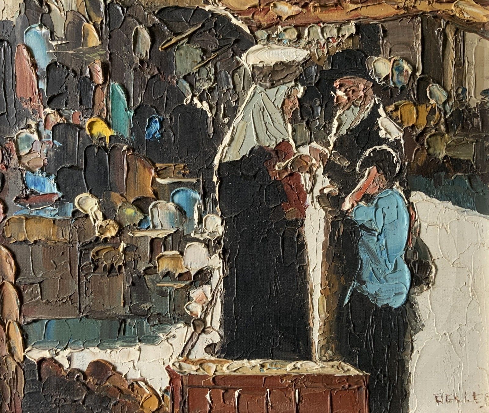 Contemporary Impasto Oil Painting Arabian Market Day Impressionist Signed photo 289.0
