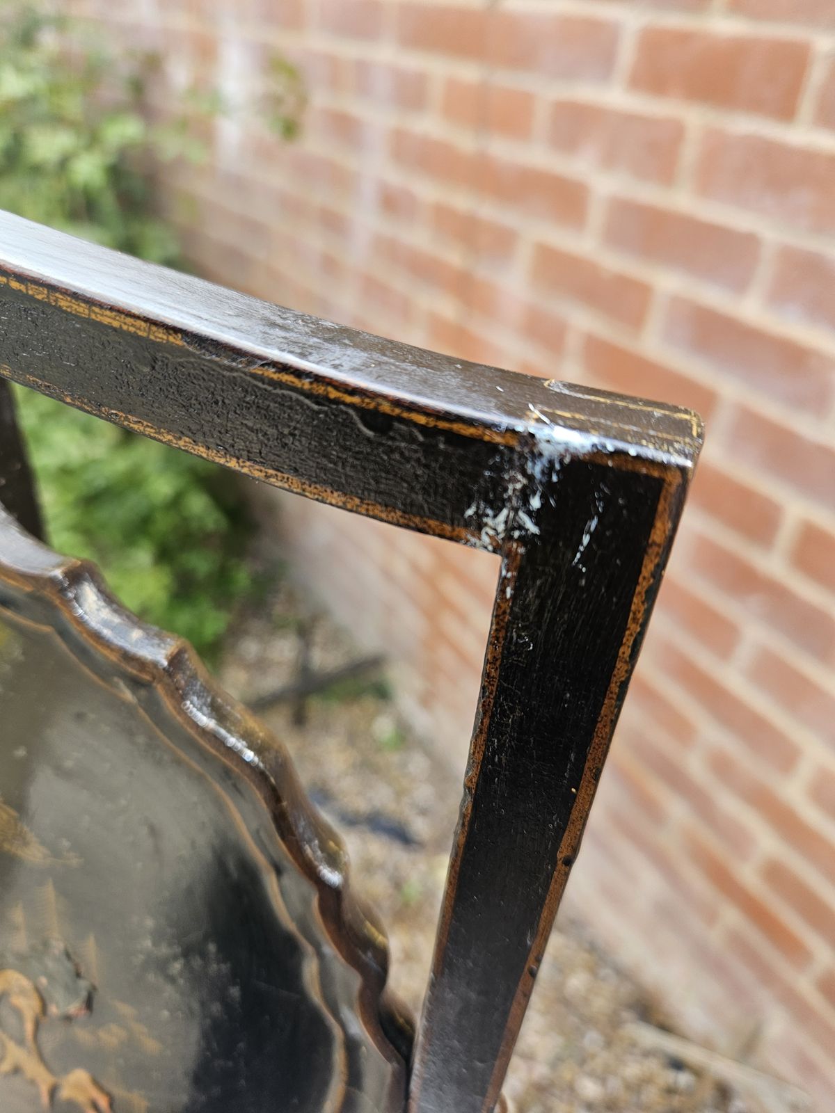 Antique 20th Century Tier Black Laquered Folding Chinoiserie Cake Stand C.1900 photo vinterior