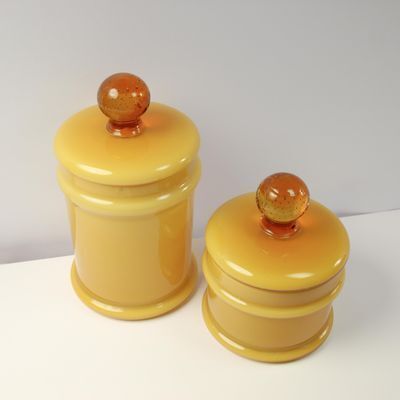 Vintage Mcm Empoli Carlo Moretti Bubble Glass Jars photo for sale