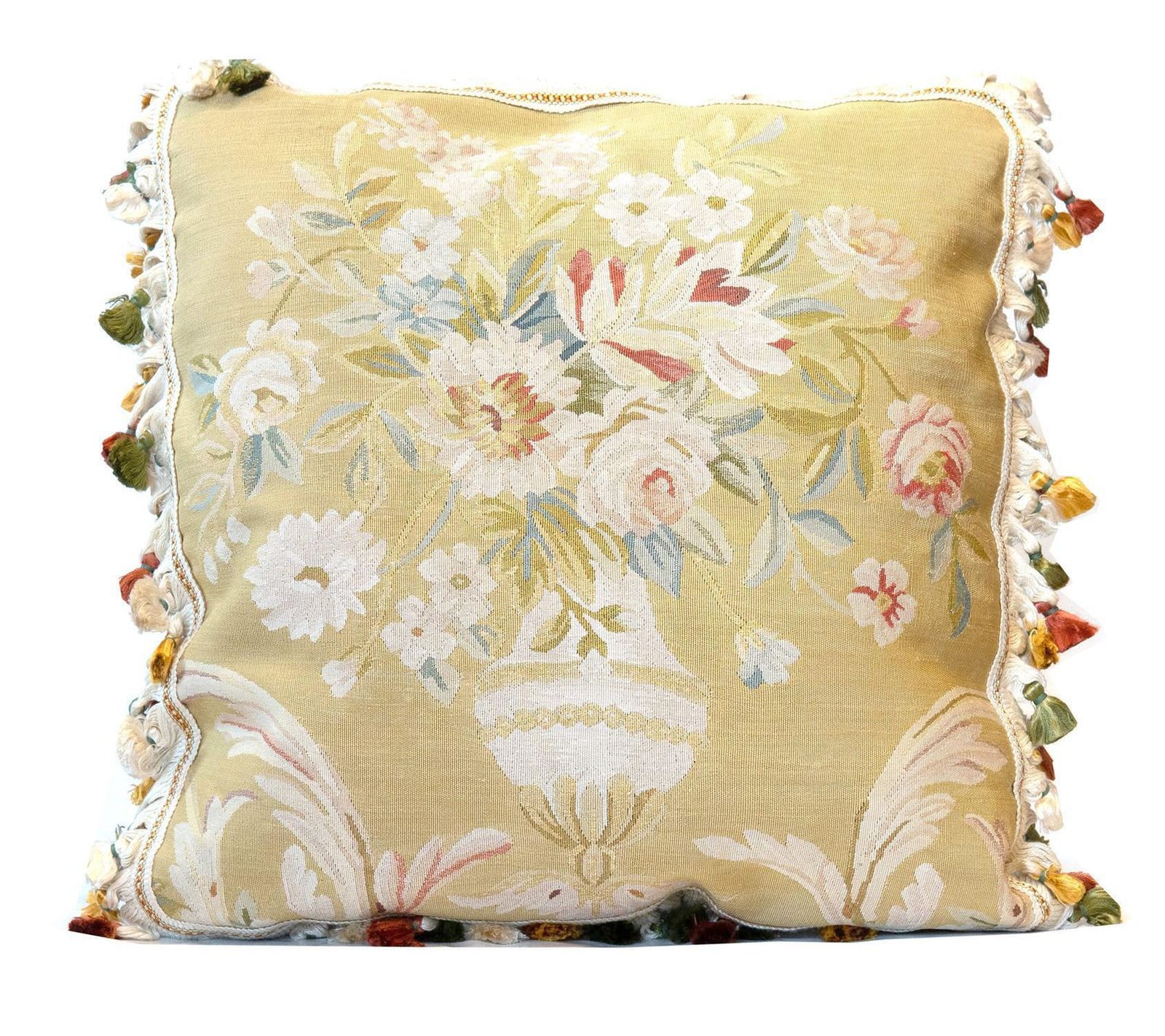 Vintage Pure Silk Cushion Covers Pair Of Handmade Floral Aubusson Pillows Cases photo vinterior