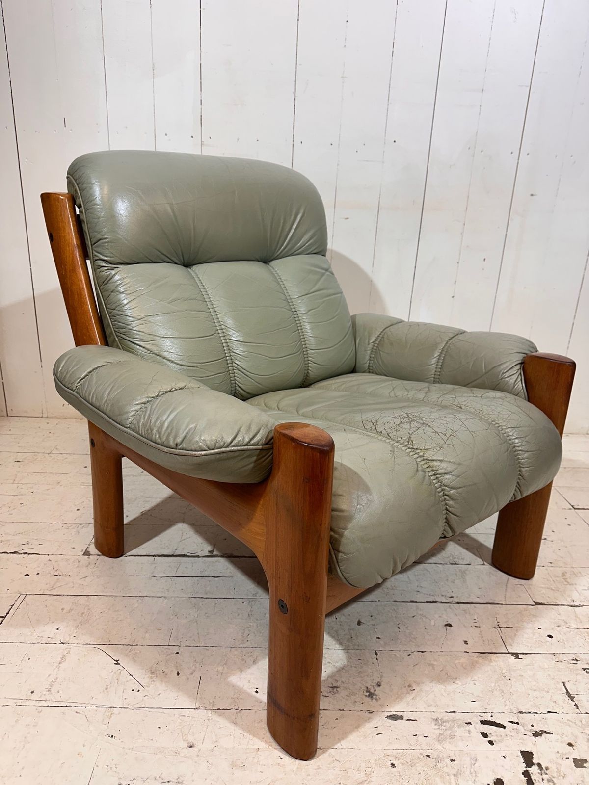 Swedish Mid Century Armchair In Distressed Leather By Ekornes