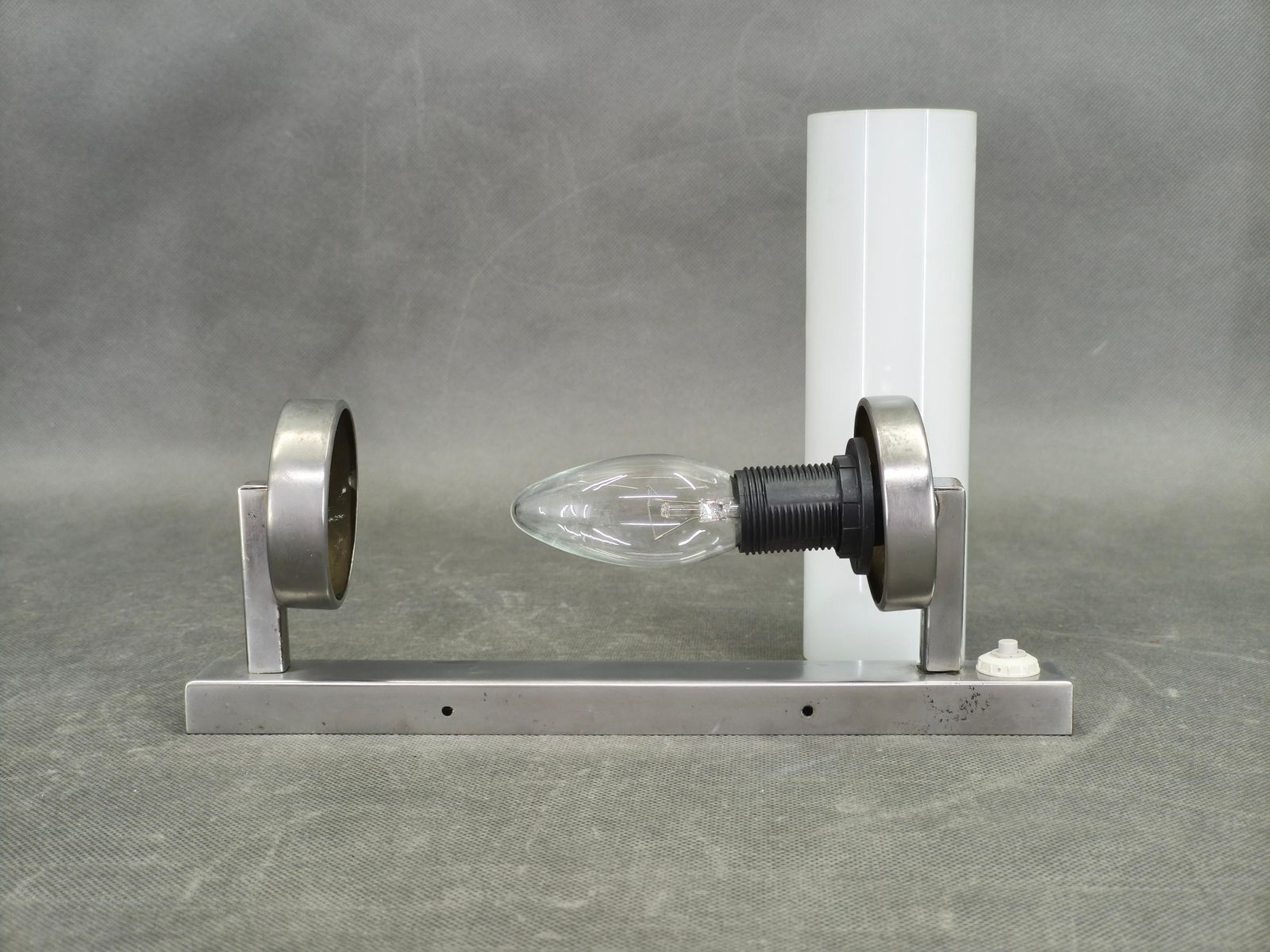photo furniture Pair Of Art Deco Chrome And Glass Wall Lights, 1930s