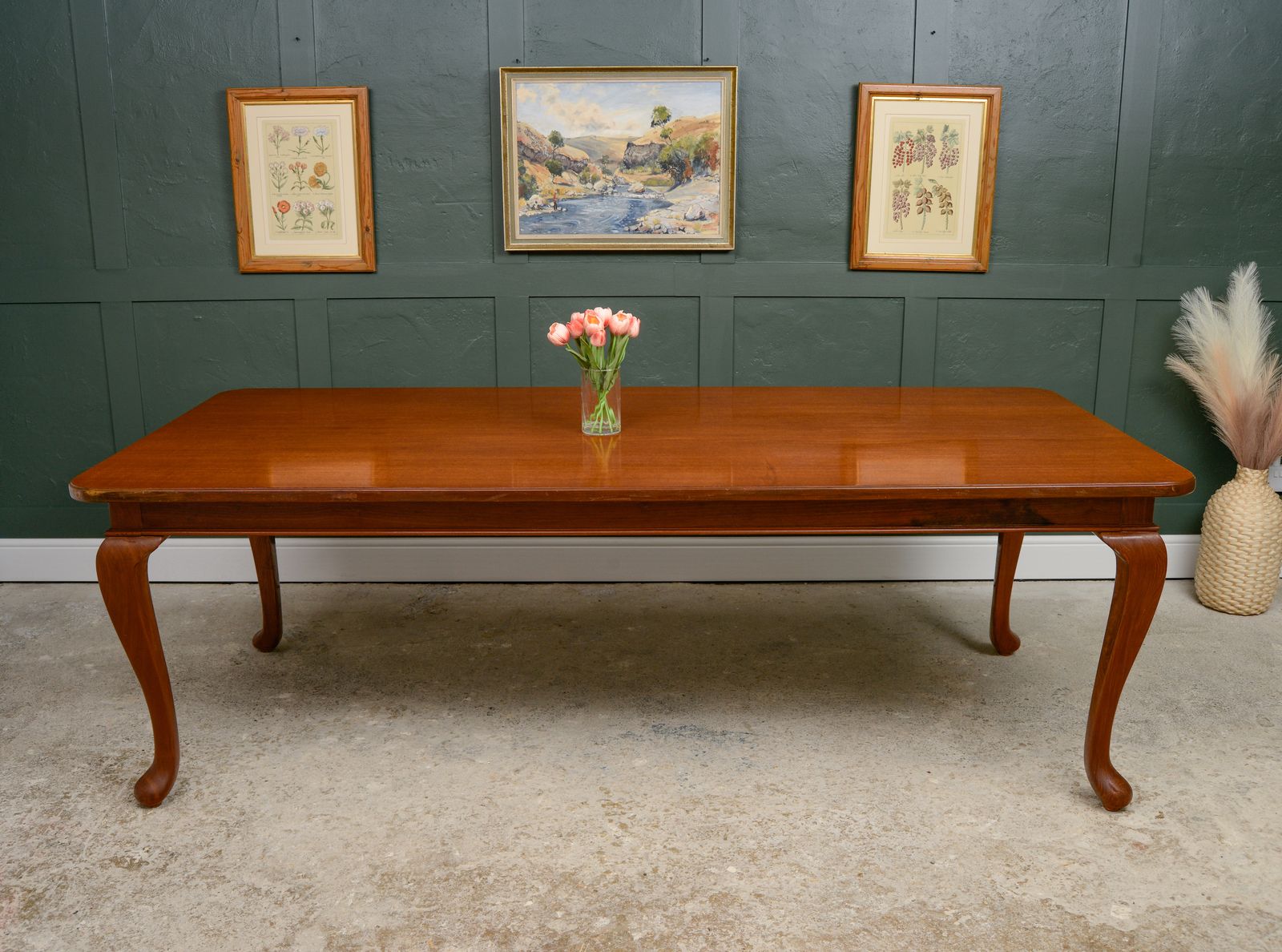 7.5 Ft Solid Mahogany Dining Table   8 Seater   Rectangular   Queen Anne Style photo furniture