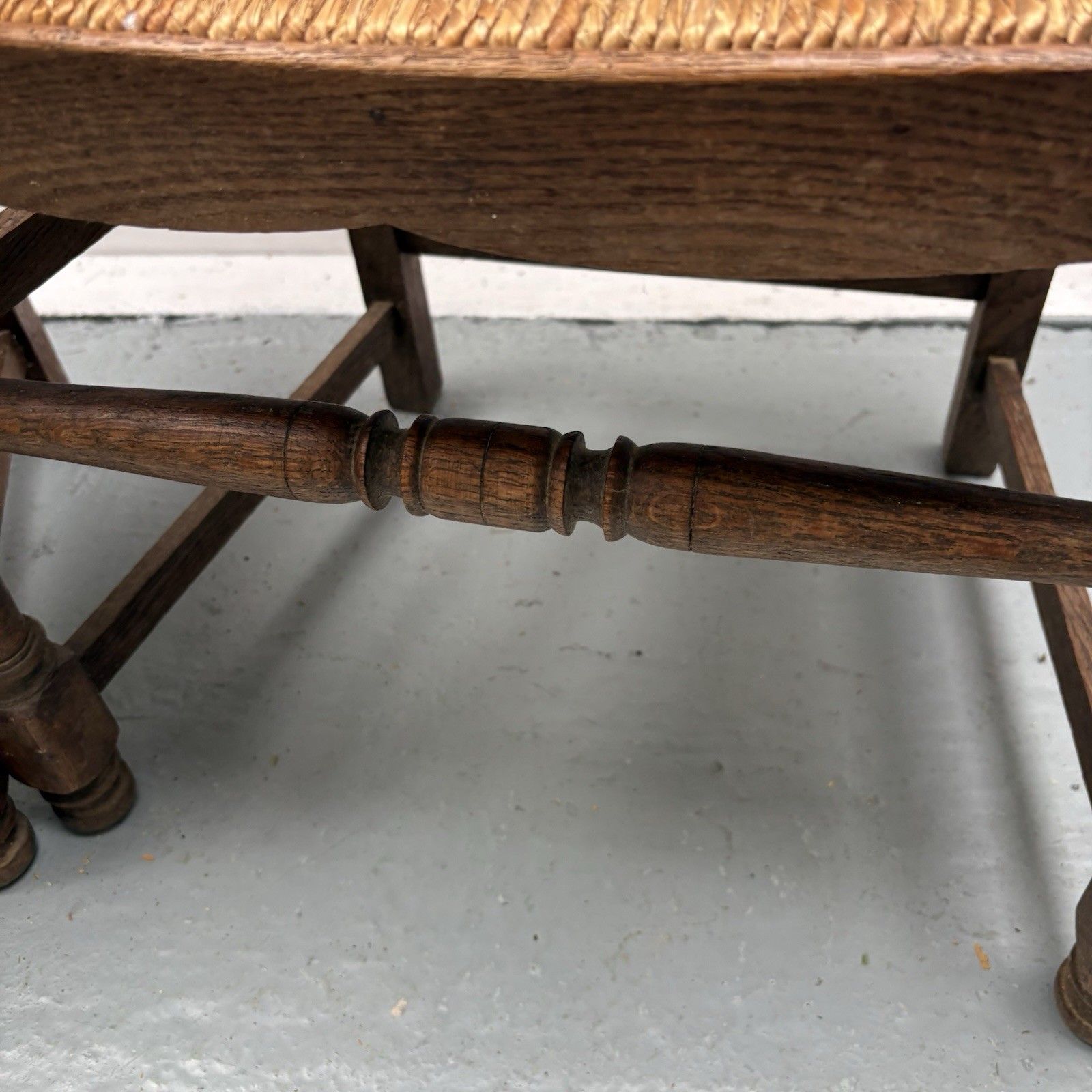Pair Of Provincial French Country Oak Rush Seat Ladderback Carver Dining Chairs photo vintage