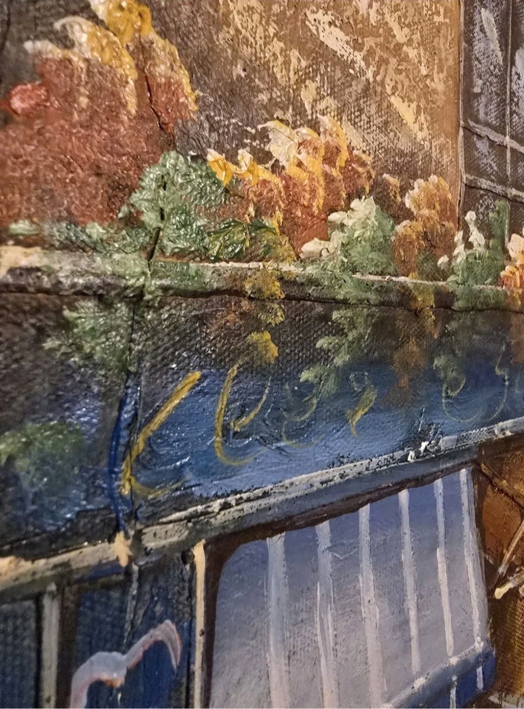 Vintage Signed Impasto Oil Painting French Street Scene photo 310.0