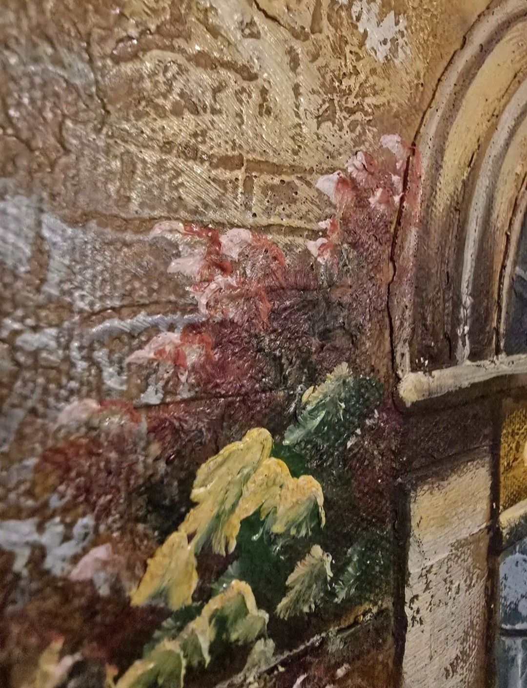 Vintage Signed Impasto Oil Painting French Street Scene photo vinterior