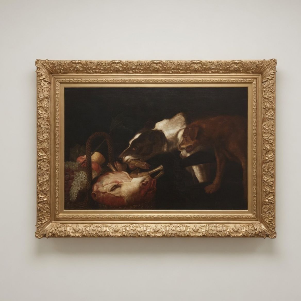 Dogs Stealing Food From A Basket Oil Painting By Frans Snyders