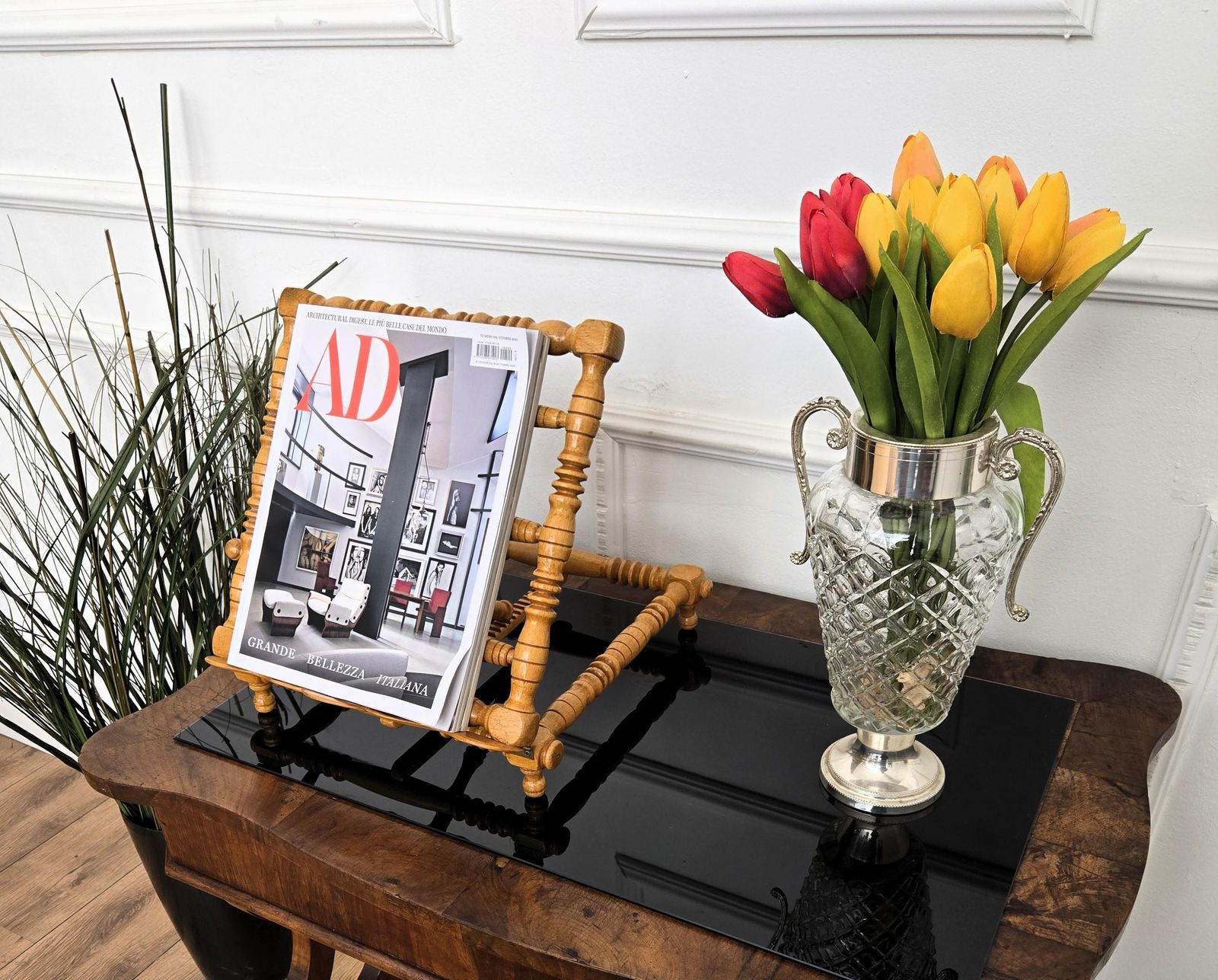 Italian Carved Decorated Adjustable Wooden Book Stand Rest photo for sale