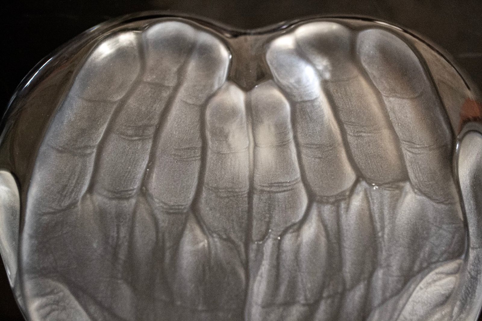 Crystal Sculpture Of Heart Supported By Hands By Tony Morgan For Daum, 1970s photo for sale