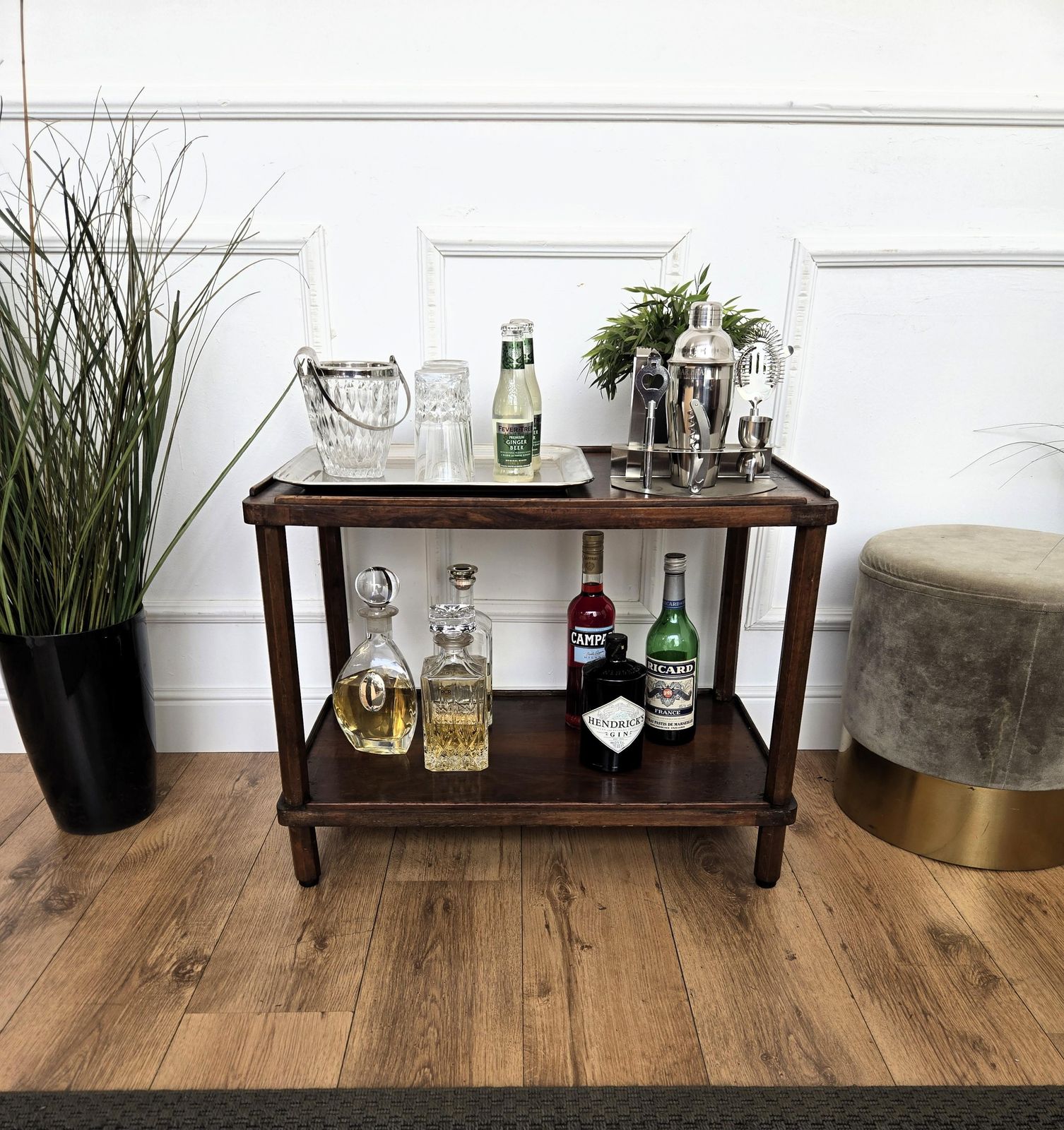 Italian 1940s Art Deco Mid Century Walnut Burl Dry Bar Cabinet Table photo for sale