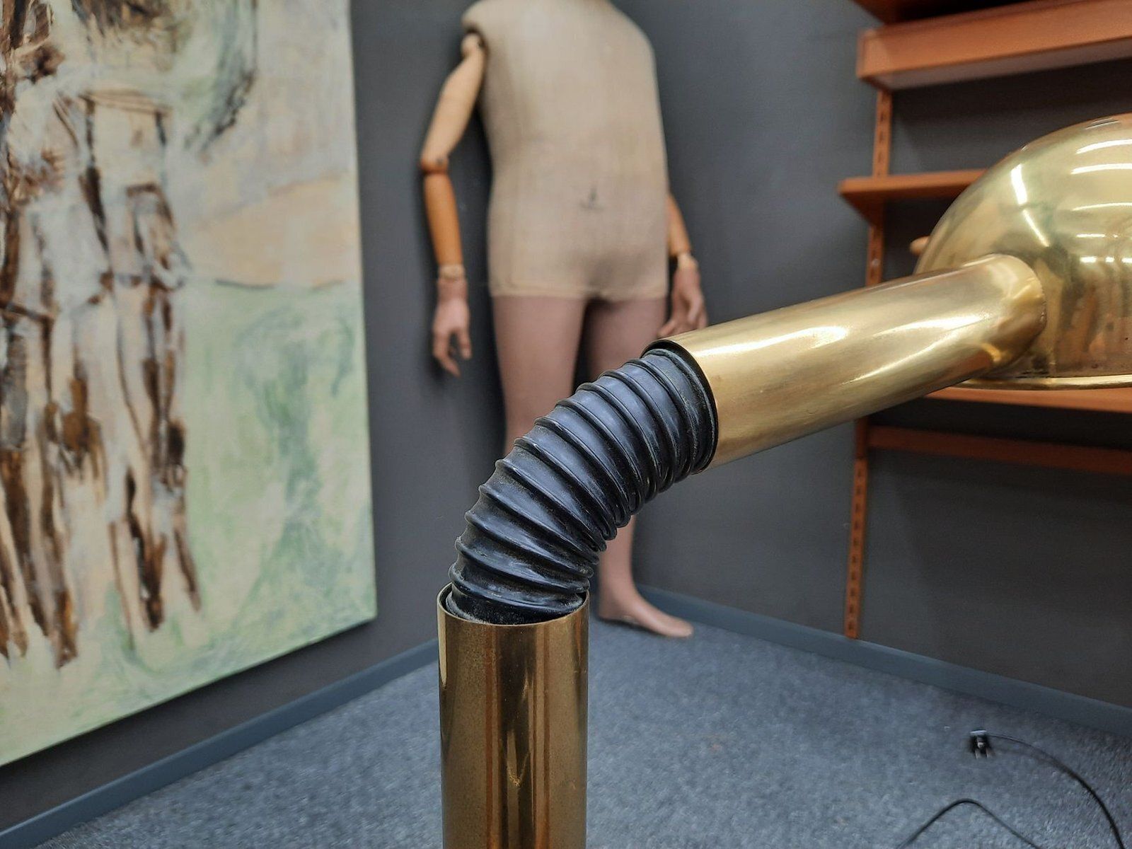 Mid Century Modern Brass Floor Lamp From Hillebrand Lighting, 1960s photo vinterior