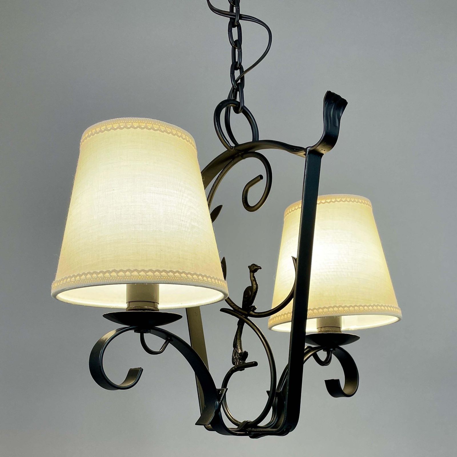 Art Deco Wrought Iron Pendant, Bjerkas Armatur, Sweden 1930s To 1940s photo vintage