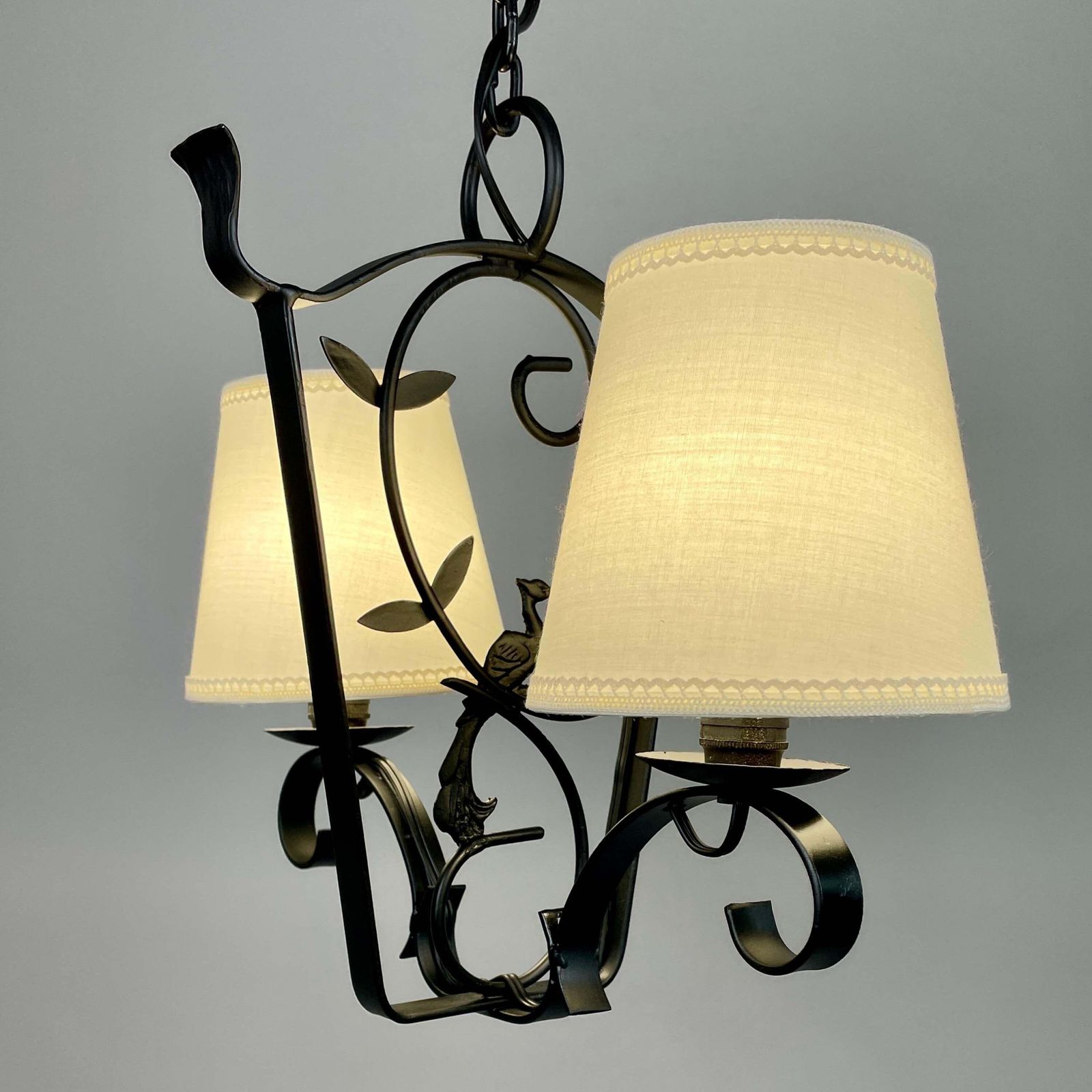 Lighting Art Deco Wrought Iron Pendant, Bjerkas Armatur, Sweden 1930s To 1940s photo