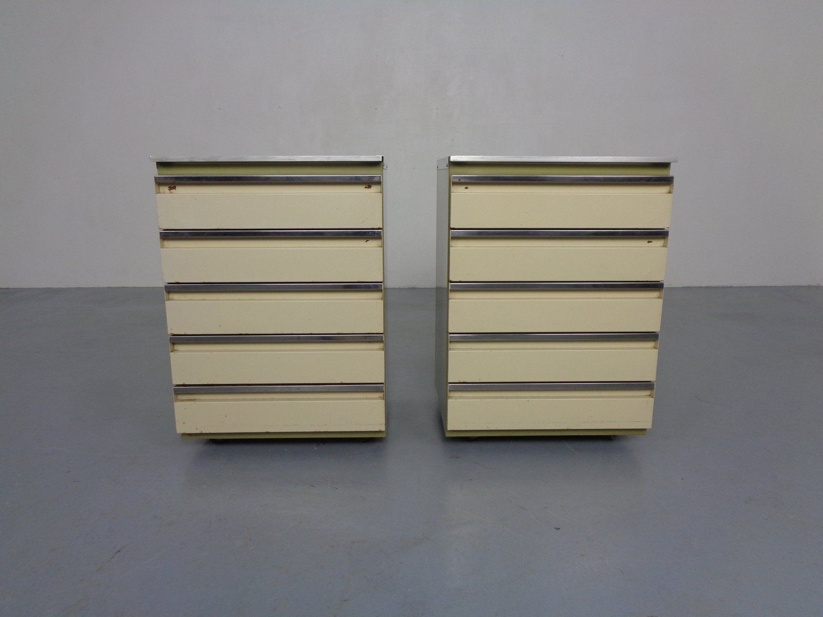 Steel Mobile Medical Cabinets With Drawers From Baisch, Germany, 1950s, Set Of 2 photo buy